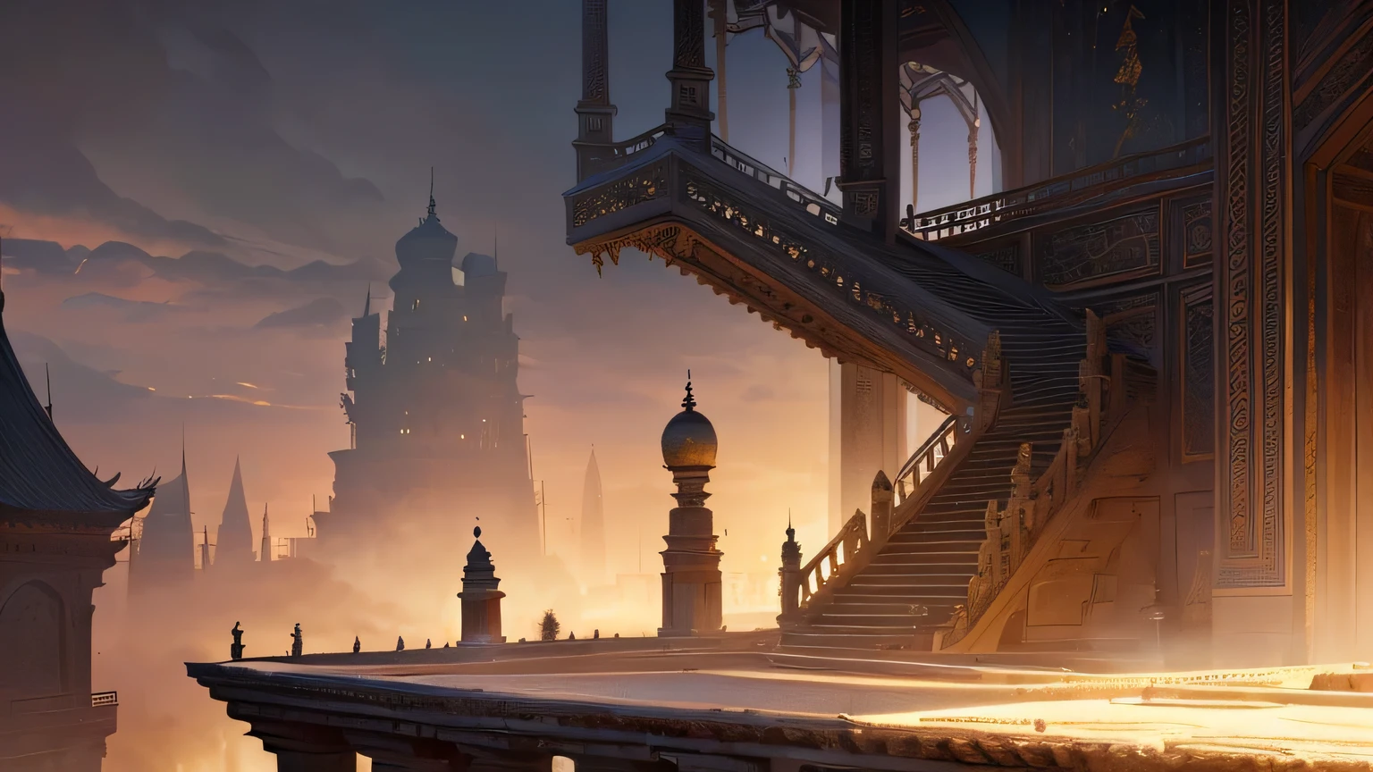 ((intricate details, High resolution illustration)), (((best quality, Very beautiful 8KCG wallpaper))), Exquisite light and shadow,fantasy,Scenes,ruins, moonlight, Xin Haicheng, no humans