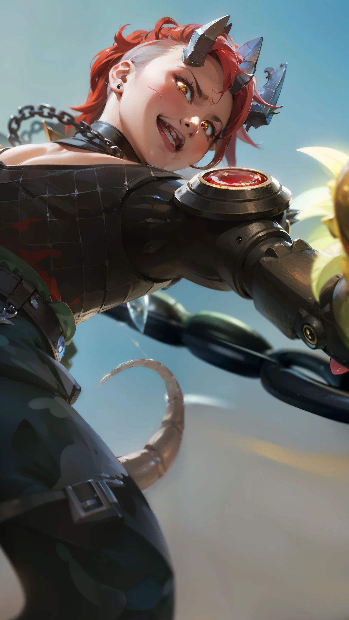 Masterpiece, ultra HD, detailed all picture, a close up of a devil, dyrroth from mobile legend, evil, extremely detailed artgerm, mobile legends character, inspired by Dyrroth, Six pack chest and abs, yellow jewel above the chest