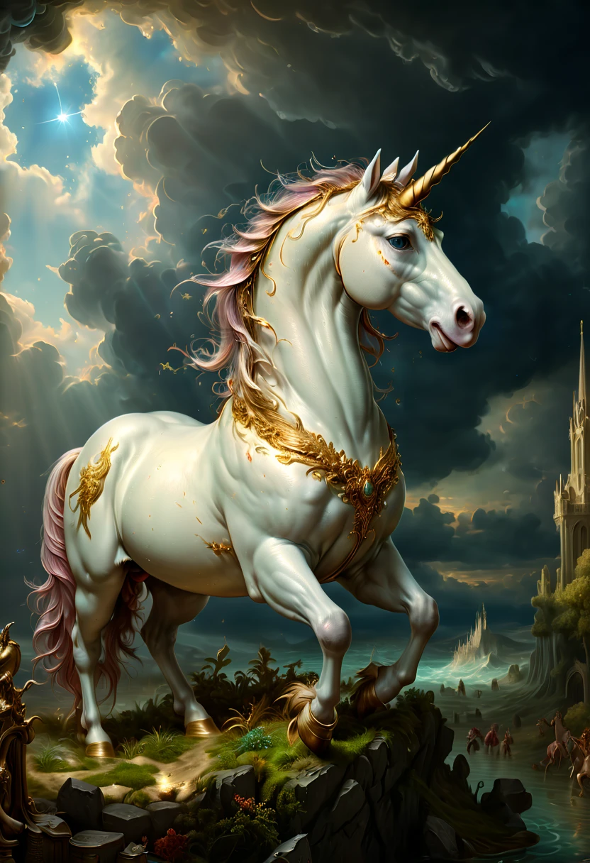 Fantasy Unicorn, by Brian Kesinger, best quality, masterpiece, Ultra high detail, 8k