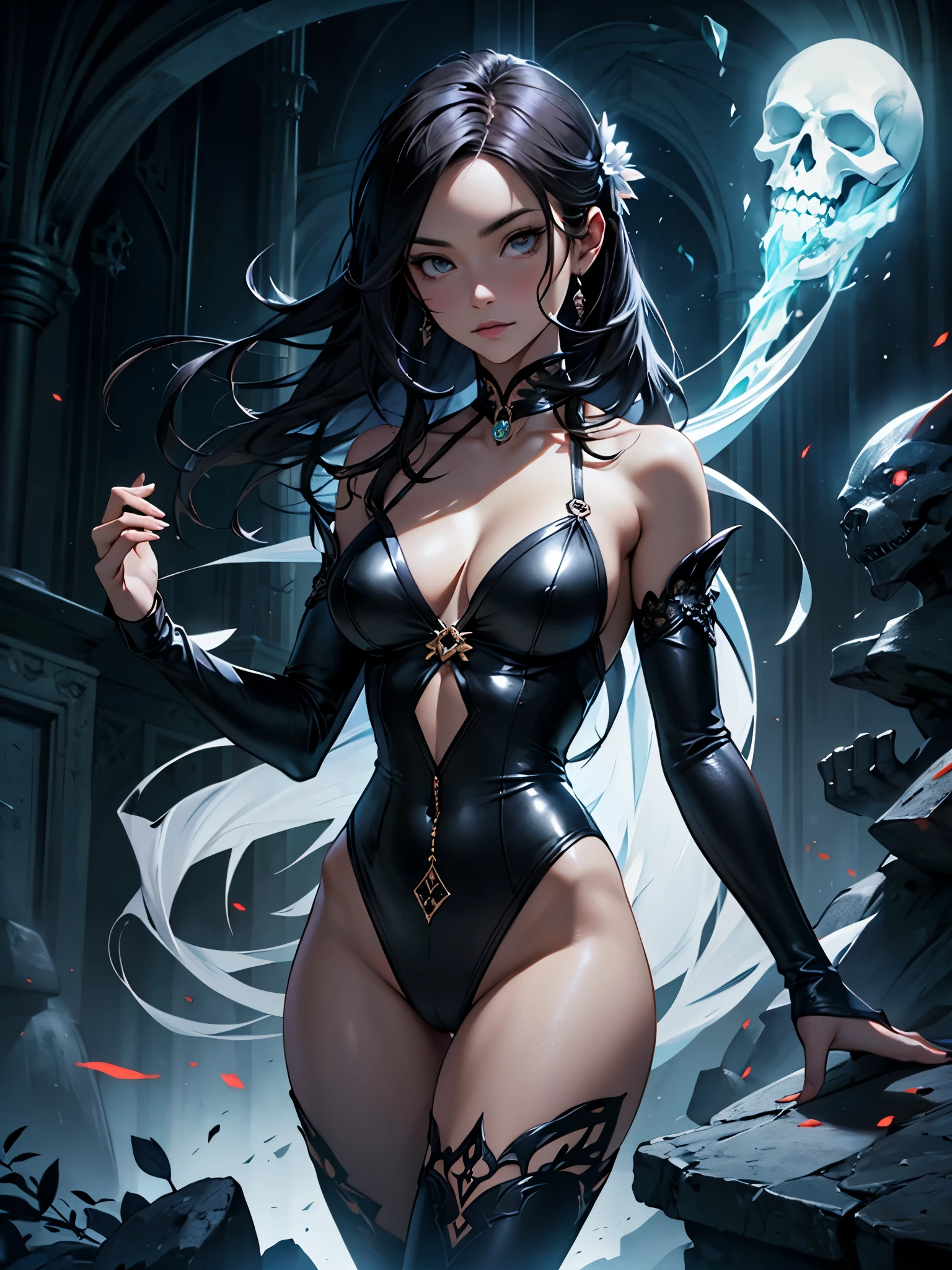 creación, ((poseído)), ((Posesión espiritual)), (A fantasmaly girl figure that surrounds the body like an aura), villana femenina, lavar el cerebro, fantasma, Chica corrupta.
