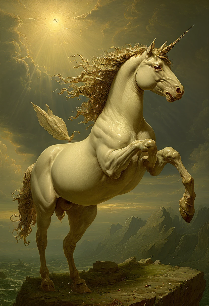 Fantasy Unicorn, by Gustave Doré, high details