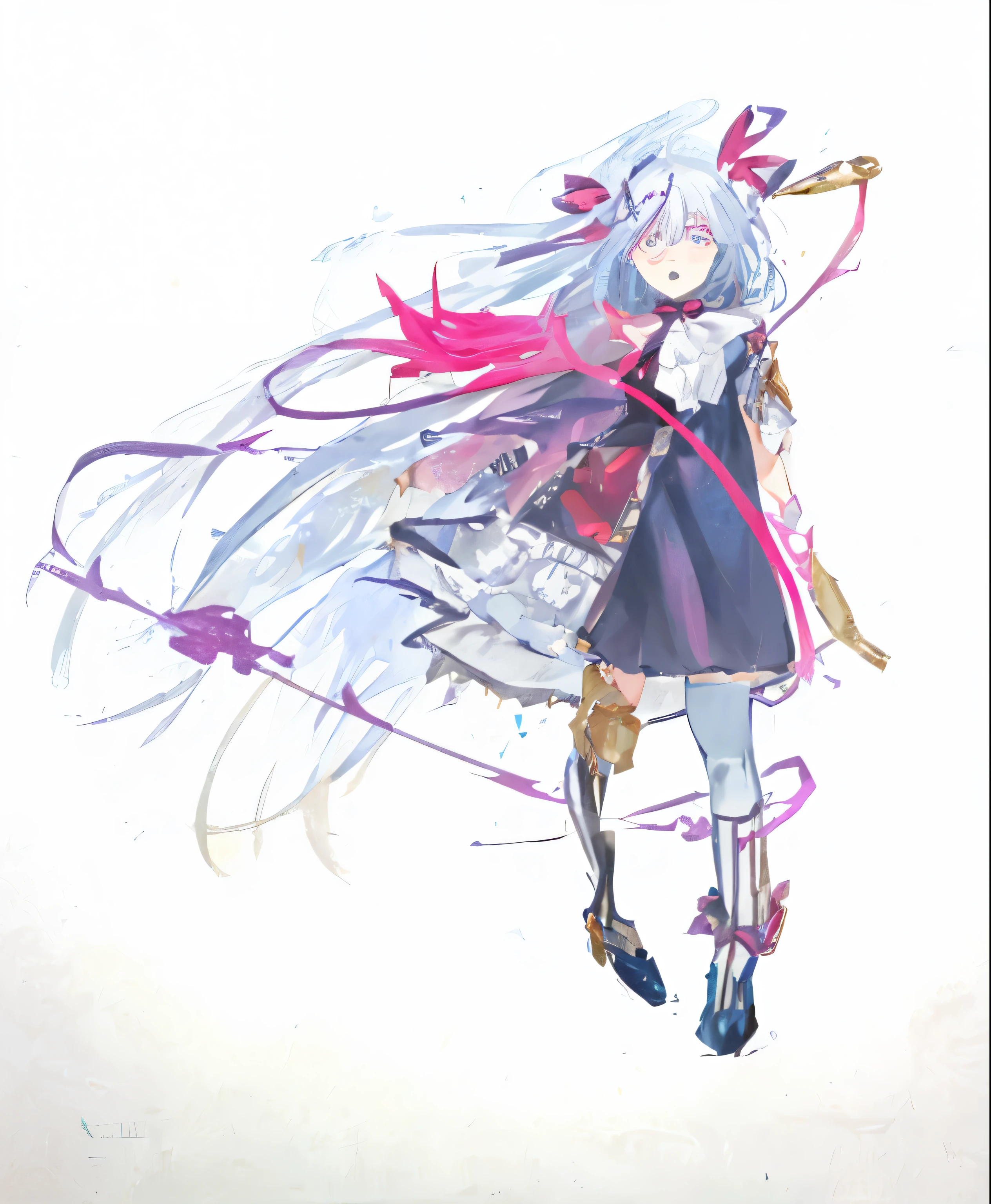 anime girl,Long hair holding bow, White-haired God, from, eager character, Oriental plan official picture, ( ( character concept art ) ), zero art, White-haired, official character art, author:golden flame, White hair, Goto Koharu, A masterpiece with white hair, high resolution, ridiculous, super detailed, exquisite eyes, 8k, Titanium embedded_Kobo Canaero, 1 girl, Colored eyes, Bangs, Colorful background, looking at the audience,