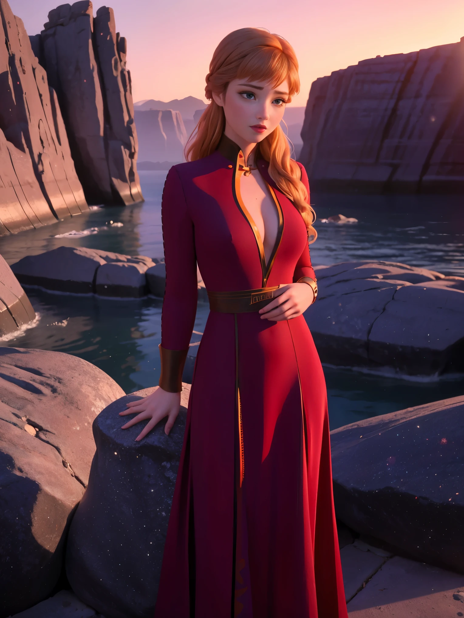 realistic, realism, photorealism, photo-realistic, high contrast, (photorealistic:1.4), 8k high definition detailed realistic, (best quality, masterpiece:1.2), NSFW,  photon mapping, radiosity, physically-based rendering, best quality, highly detailed,1girl, big , sexy red hot dress 