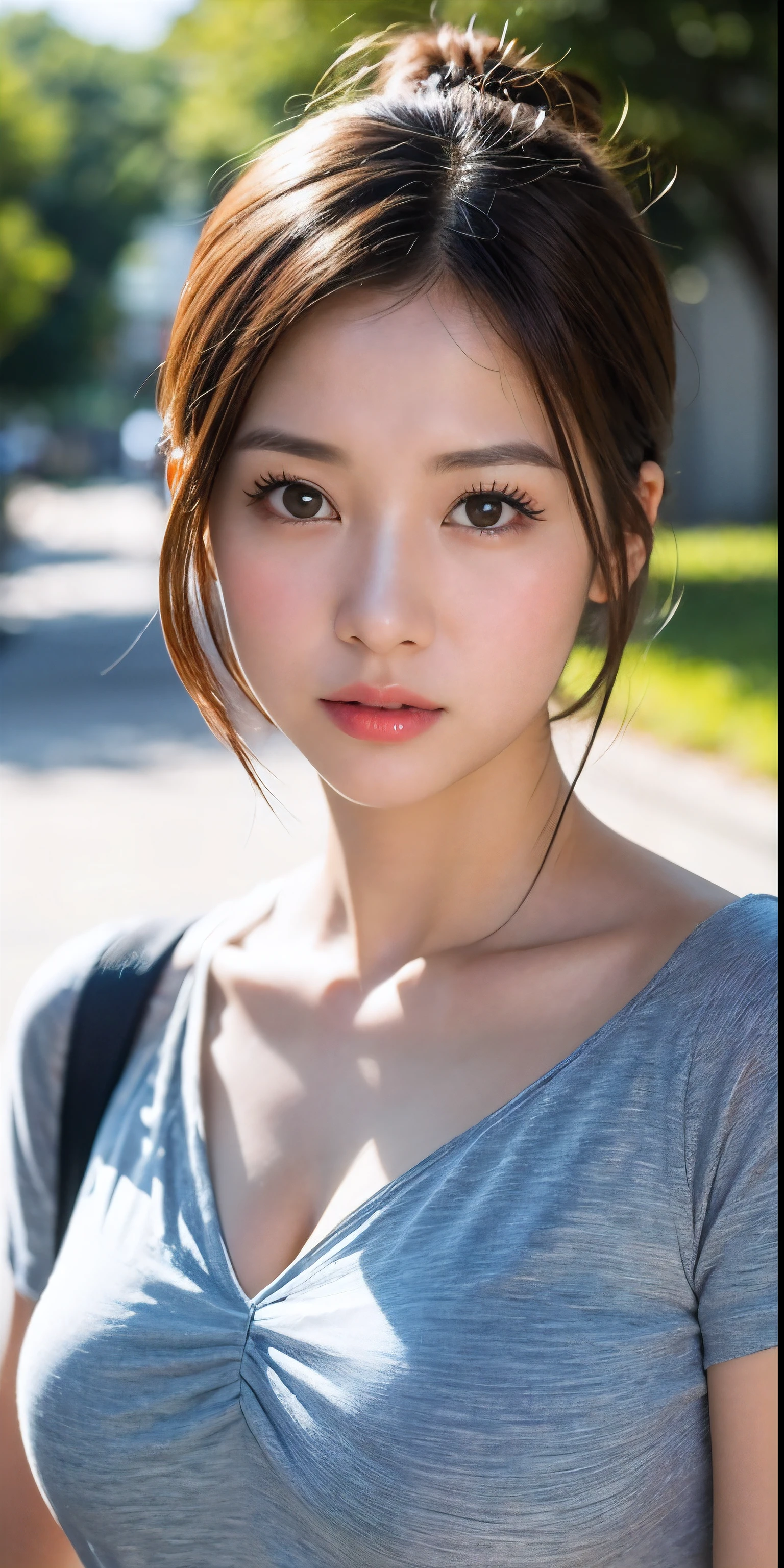 suckers，suckers，office culture，Image gallery，Upper body close-up，A girl who dresses extremely conservatively，She is the most beautiful girl here，The picture is extremely realistic，（Very detailed），Add details，再Add details，（Very realistic skin texture），Increases skin texture，The sun shines，，The picture is extremely three-dimensional，hair enhancement。suckers