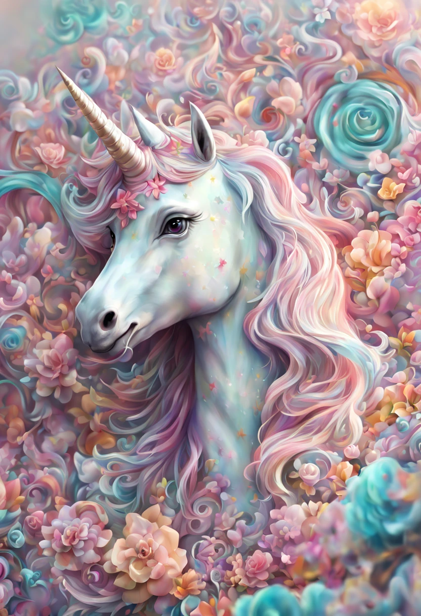  Draw a colorful, pastel and delicate unicorn, Psychedelic Image Cute Detailed Digital Art, fantasy art behavior，Surreal cute unicorn cute detailed artwork, Lovely 3D rendering, The numbers are very detailed,

     Cute pastel colorful lovely cute artwork elegant atmosphere intricate details 