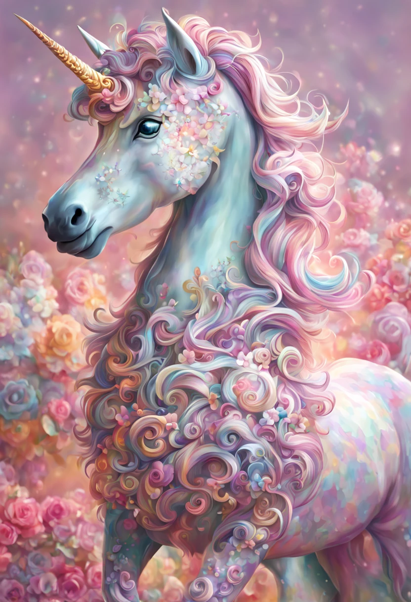  Draw a colorful, pastel and delicate unicorn, Psychedelic Image Cute Detailed Digital Art, fantasy art behavior，Surreal cute unicorn cute detailed artwork, Lovely 3D rendering, The numbers are very detailed,

     Cute pastel colorful lovely cute artwork elegant atmosphere intricate details 