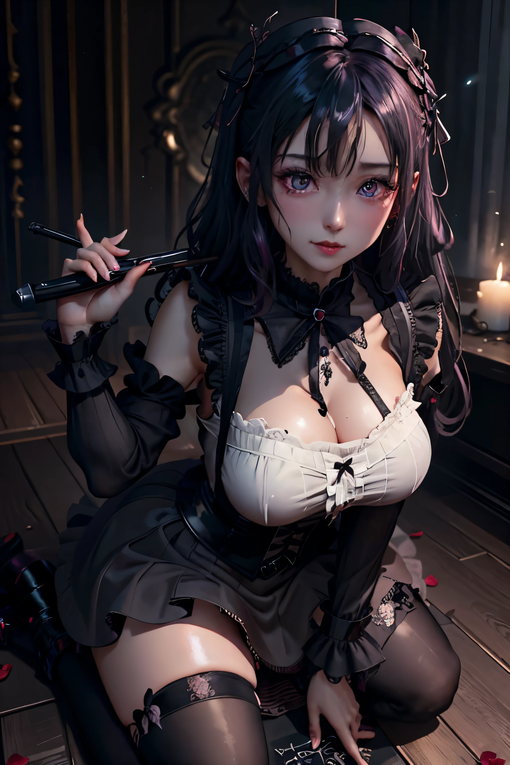 ハードdark gothicメイク、Insanity、deep night sky、horror、black dark eyeshadow、cry、grieve、Good skin glow、dark gothicメイク、dark smile、restless palace、fragrant beauty、22 years ago、lure、Expression of intense sexual pleasure、embarrassed look、dark gothic、Obscene expressions、pieces fly、highest quality、Browse 5 books、Expression of sexual pleasure in the midst of suffering、drunk face、purple maid outfit、Mysterious、Noble、A face that is holding back the toilet、super sexy、loving smile、twin tail hair、jet black ruffle skirt、right blue eye, left eye is red、Gothic bed covered with roses、Super bewitching pose、stick out your butt、platform heel shoes、dark makeup、black lipstick、Stained glass、black metal world、open your legs loosely、make the world beautiful、sit on a bed of roses、gothic ta clothing、comb hair、A little thin、silver hair、long hair straight hair、cute gothic loliress、beautiful face、elegant face、bewitching face、knee high socks、Stained glassが背景、My chest is shiny from a lot of sweat、the room is dark、thin、appropriate breast size、goth long dress、bell sleeve、wizard sleeve、decadent look、sexually excited look、Raking hair、ceremony、ゴシックceremony、Glossy thighs wet with water、Thighs wet and shiny with oil、unusual Mysterious expression、Background of a room full of roses、stunned look、rose maiden、My body is wet and shiny、Lots of glitter on the thighs、I'm sweating a lot、A lot of sweat and stickiness on the thighs、Sweat shining on your thighs、My whole body is sweaty and shiny、pretty sweaty、My thighs are sweaty、my thighs are so wet、I sweat a lot and my thighs are shiny.、embroidery is pink、clothes embroidery pink、thigh high socks、appropriate chest size、please kneel down、Knees on the floor、knee high socks、large amount of thigh sweat、kneel down、show thighs、