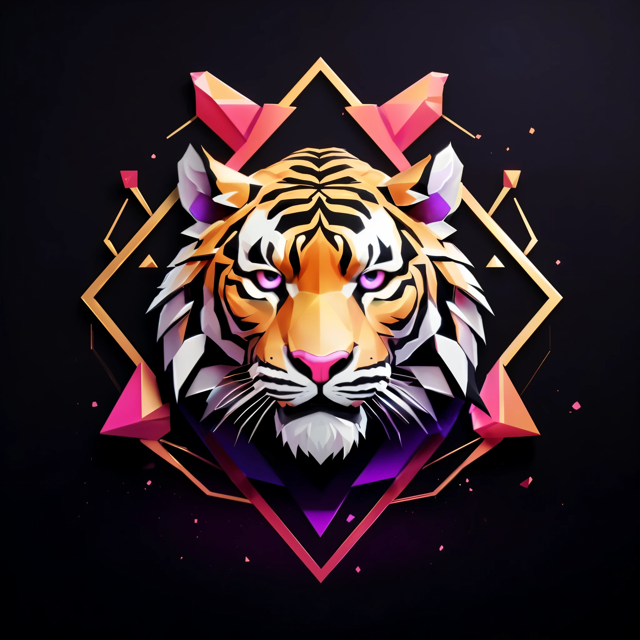 arafed image of a tiger with a geometric design, tiger head, tiger, ((tiger)), tiger face, intricate 3 d illustration, cosmic tiger, tiger_beast, detailed digital 3d art, anthropomorphic tiger, high detailed illustration, low poly vector illustration, highly detailed vector art, striking detailed artstyle, half tiger, sacred tiger