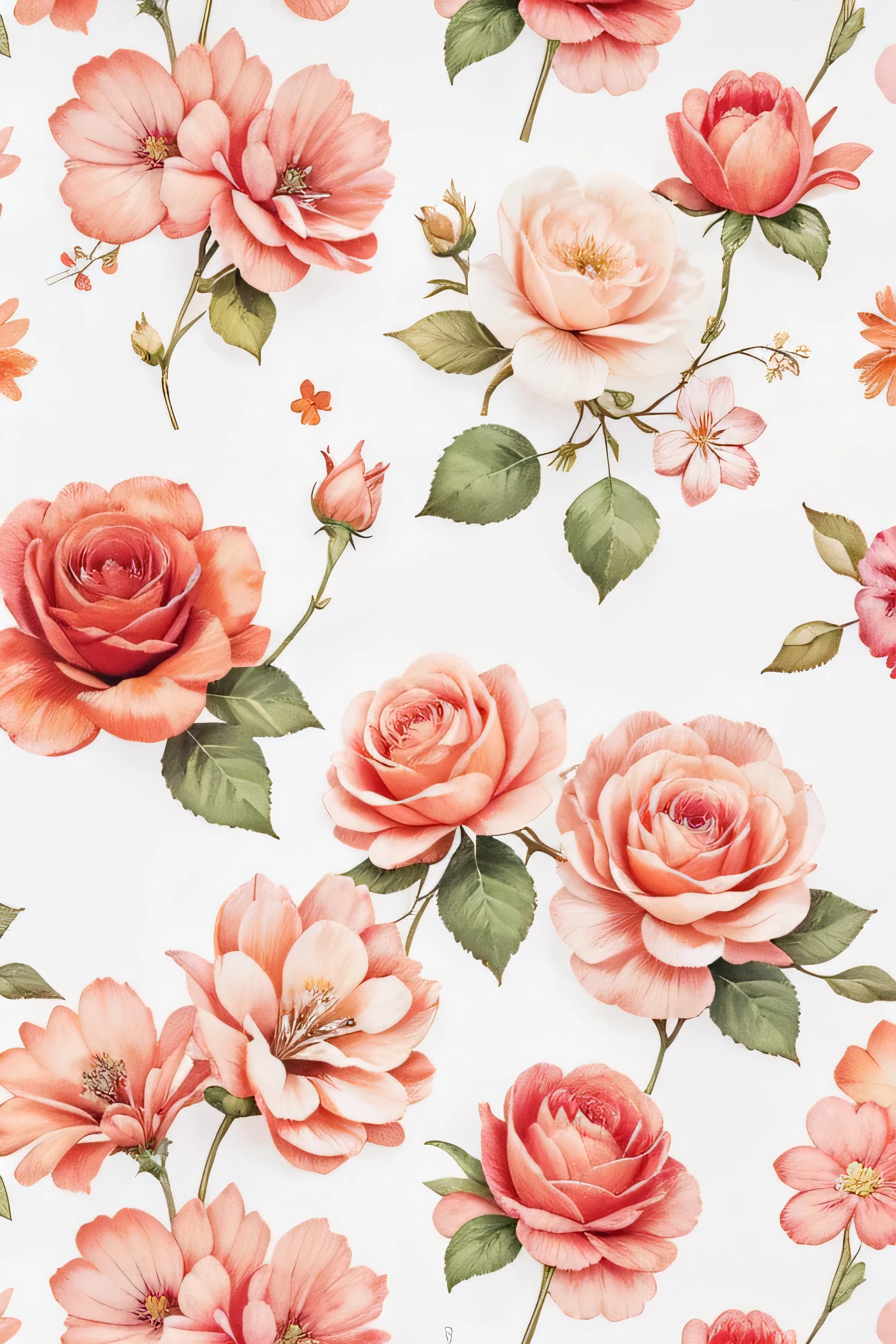 Acuarela flor Medley papel digital, fondos de flores sin costuras, 12 designs, colores rosas lilas rojos violetas, naranja palido, Sublimation