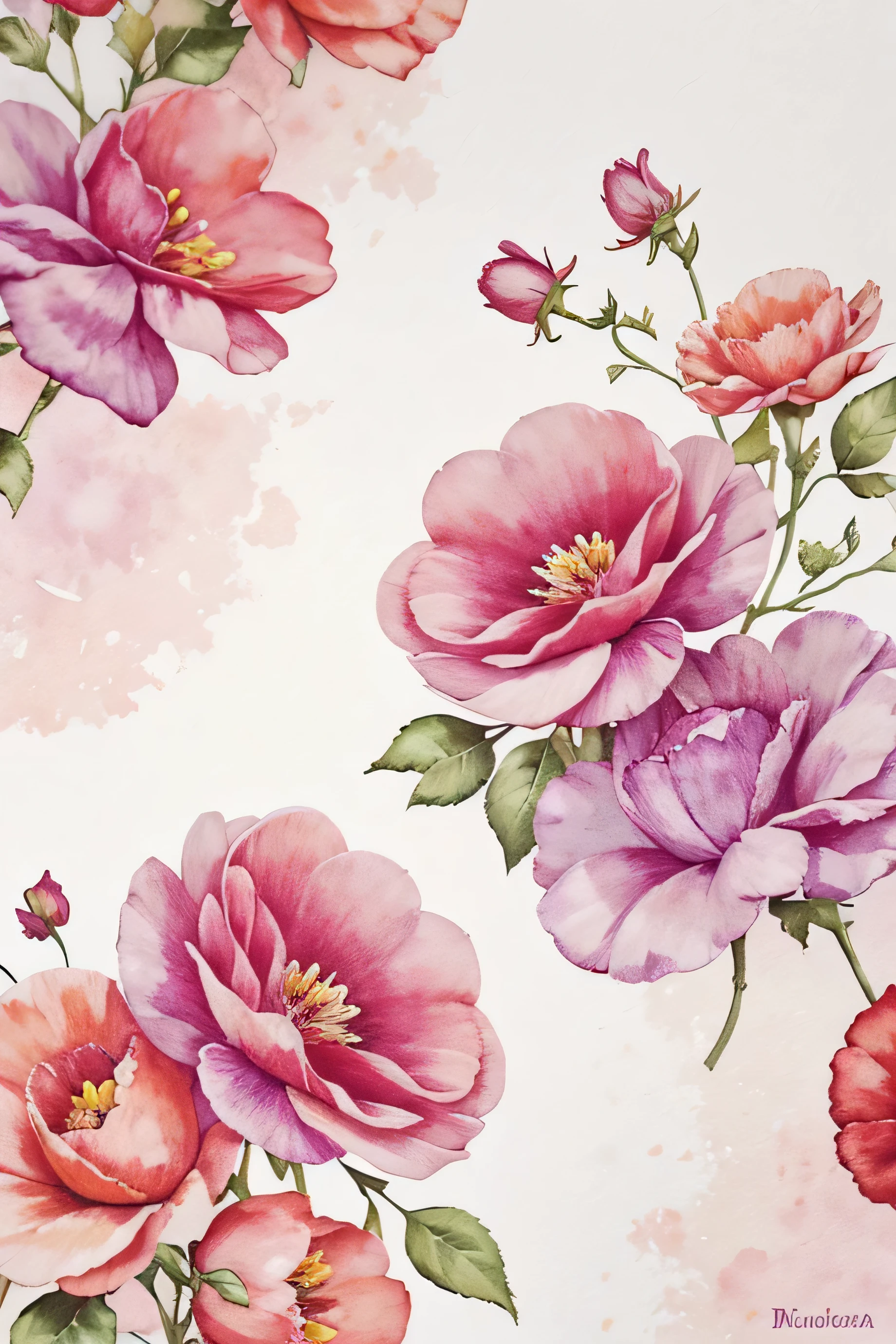 Acuarela flor Medley papel digital, fondos de flores sin costuras, 12 designs, colores rosas lilas rojos violetas, naranja palido, Sublimation, colores llamativos como el rojo, patron precioso de flores estampadas sin costura,