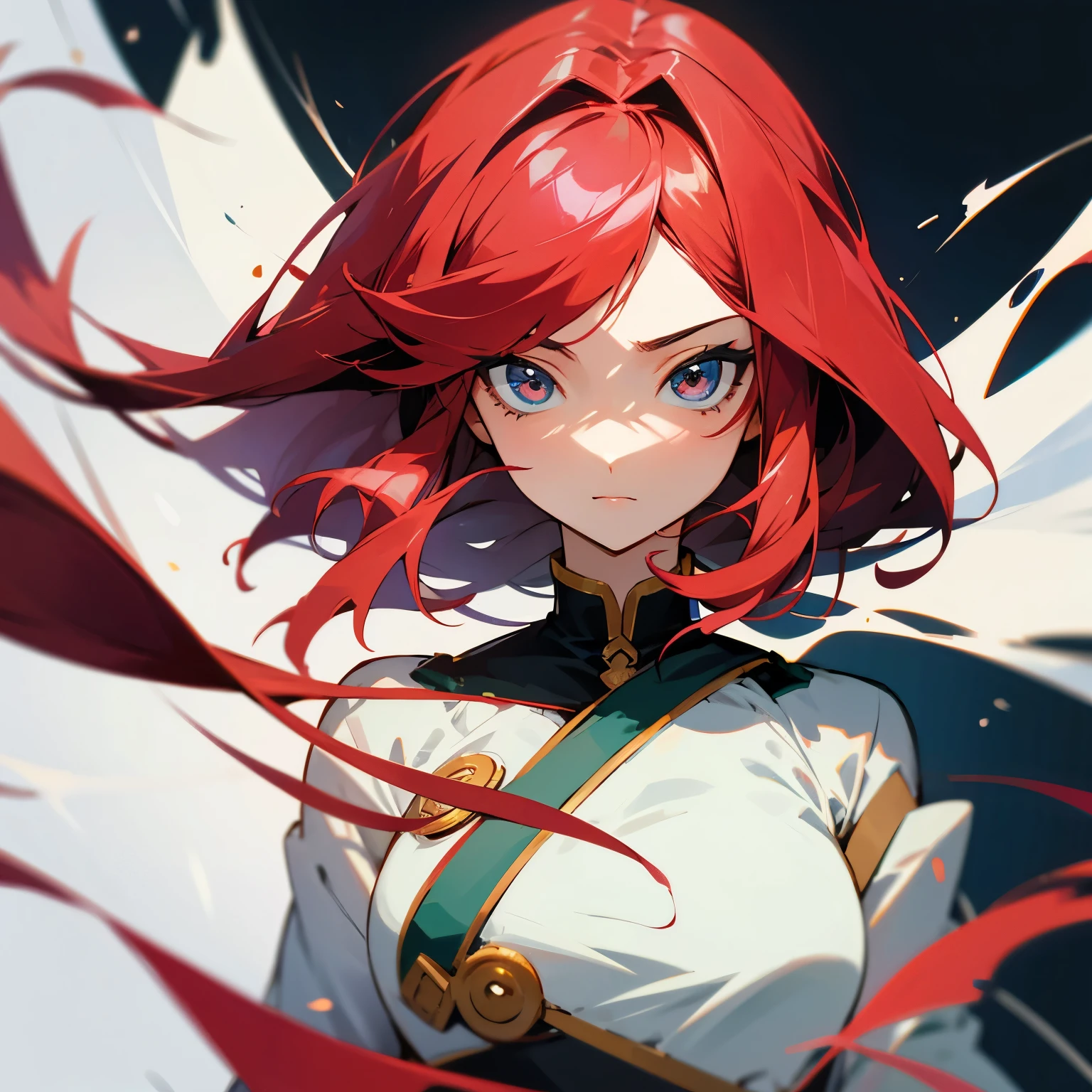 1 garota, estilo anime, cabelo curto vermelho,   com sobretudo.
