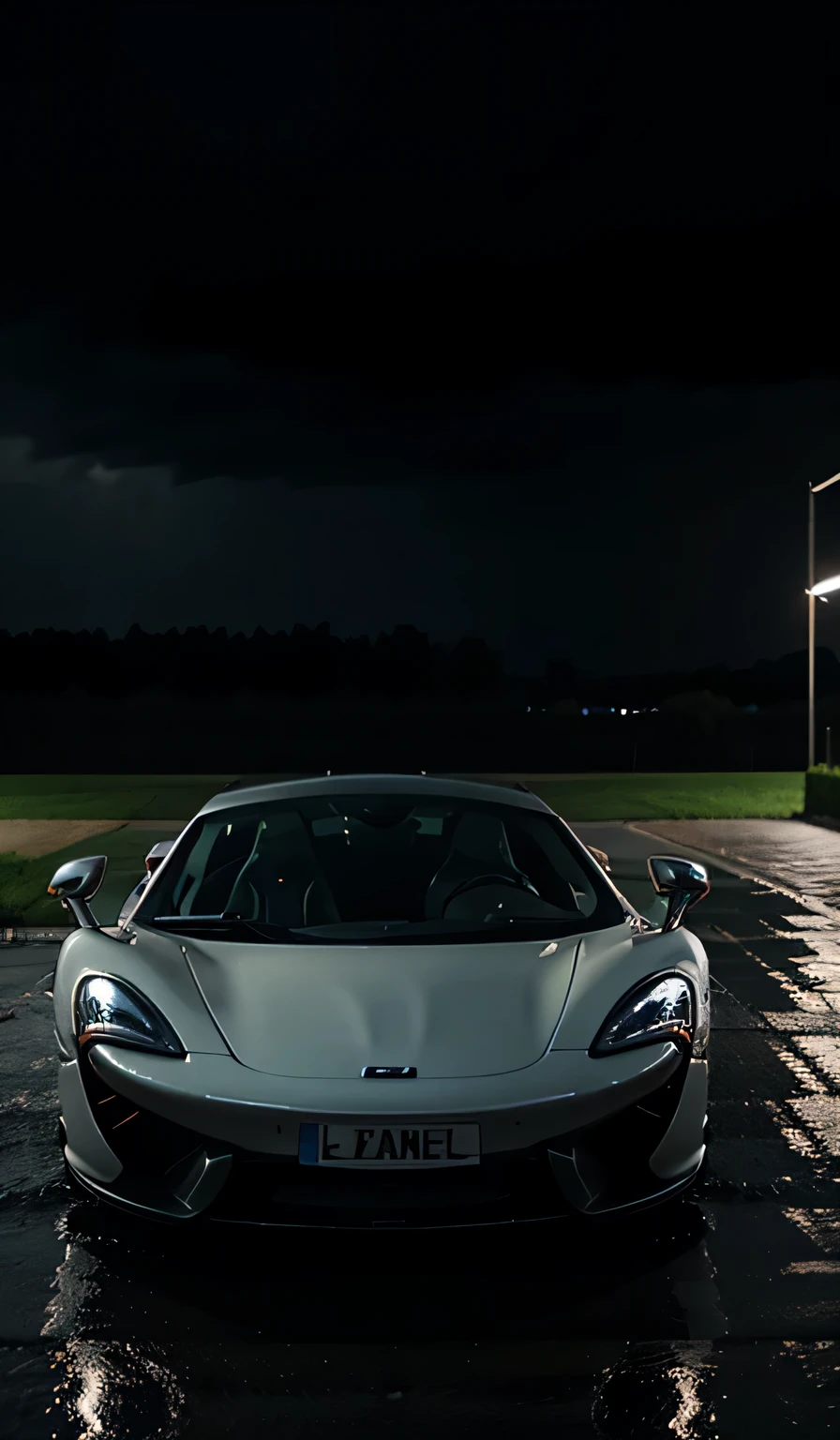 mclaren car at rainy night asthetic photo