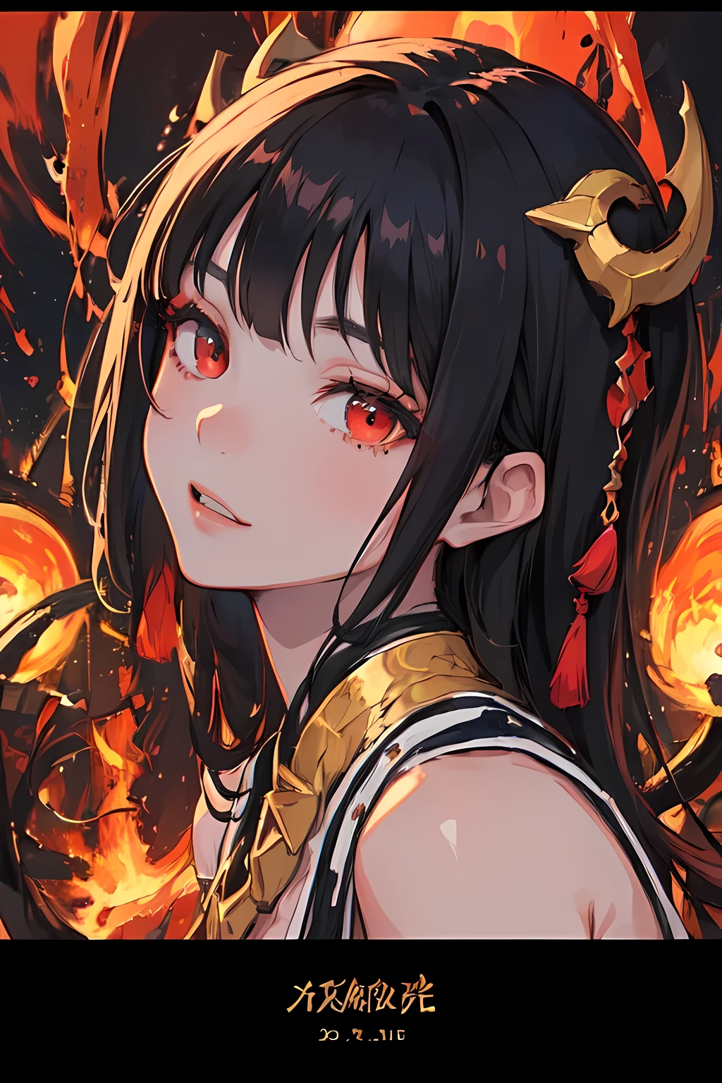 Anime Style Portrait of a sexy, African girl, with long Jet-black Hair, red eyes, dark-skinned, perfect composition, hyper-detailed, 8K, high quality, perfect eyes, trending art, trending on artstation, sharp focus, studio photo, intricate details, by Tite Kubo
