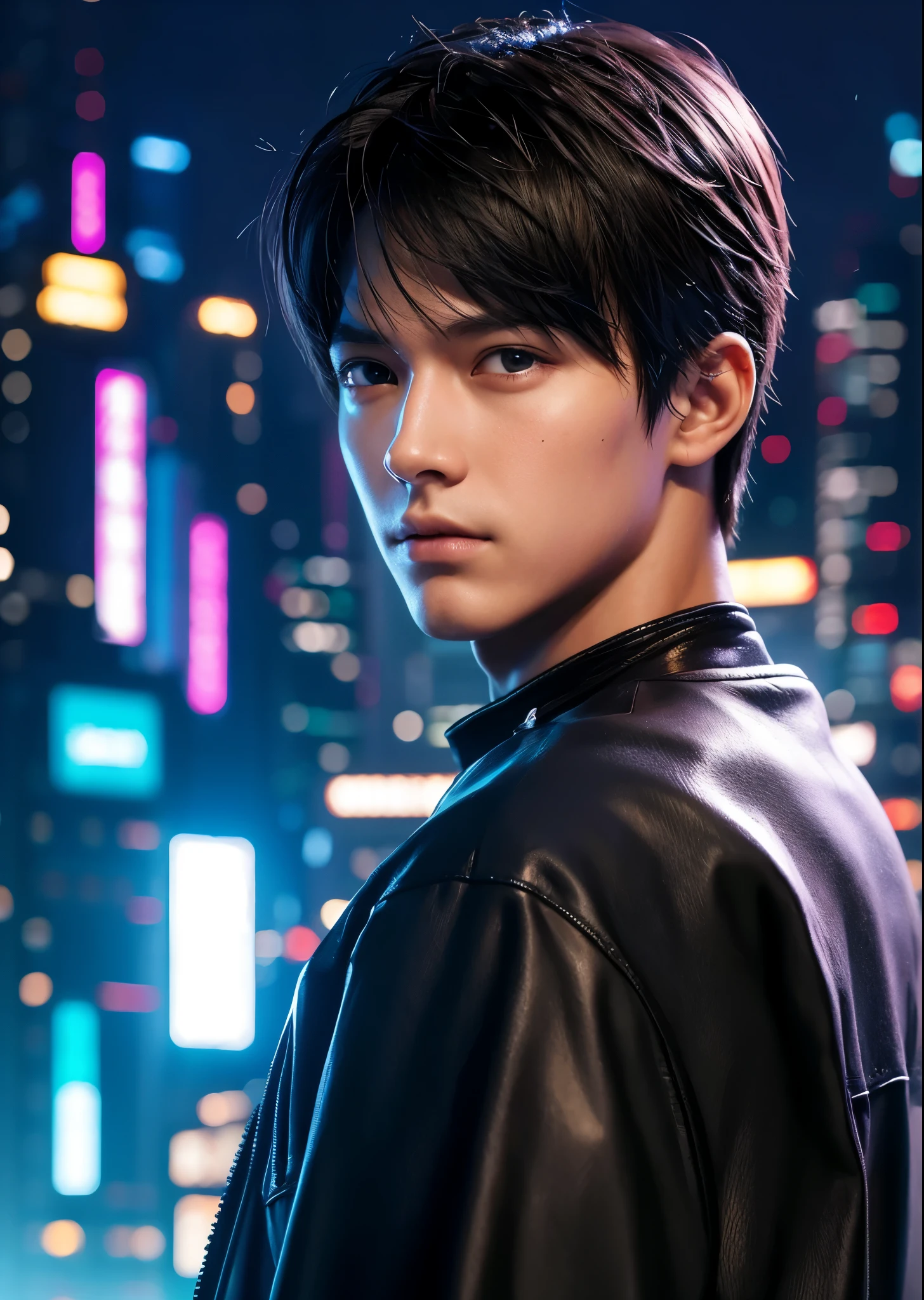 Cyberpunk heandsome boy,realistic face,SK,ultra realistic