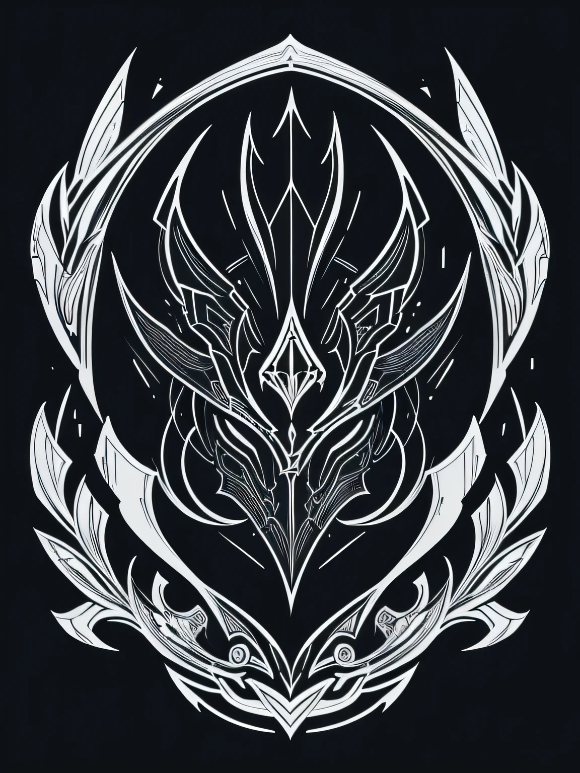 contour , logo , Calligraphy , WARFRAME , Characters , simple, hyper detailed, Detail drawing, vectorize, isometric style, 8K , Black background, logo masking style illustration