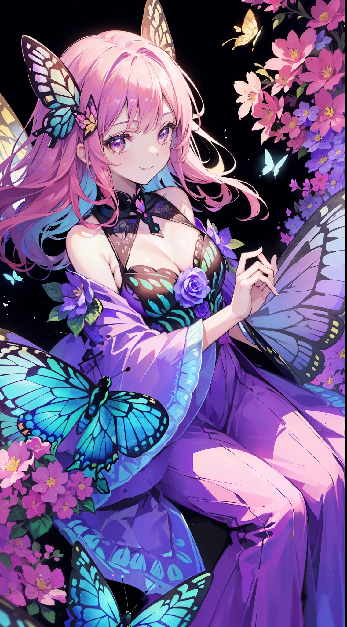 (32k), (beautiful cute girl), (butterfly ornament), (butterfly dress), ((many butterflies)), (((background of many flowers
))), (((bright background))), (beautiful world), (cute world), smile, (32k), (beautiful cute girl), (butterfly ornament), (butterfly dress), ((many butterflies)), (((background of many flowers
))), (((bright background))), (beautiful world), (cute world), smile, 