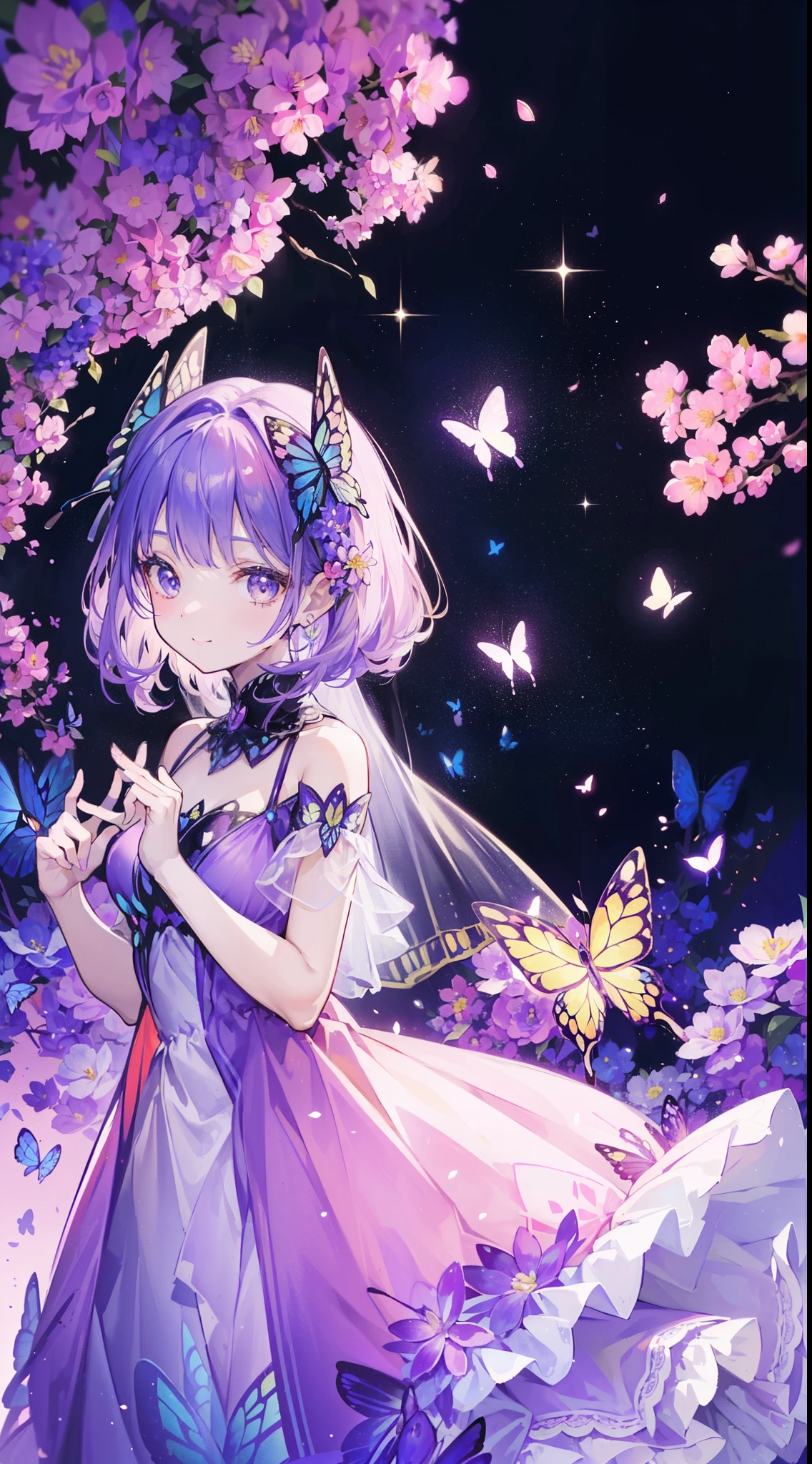 (32k), (beautiful cute girl), (butterfly ornament), (butterfly dress), ((many butterflies)), (((background of many flowers
))), (((bright background))), (beautiful world), (cute world), smile, (32k), (beautiful cute girl), (butterfly ornament), (butterfly dress), ((many butterflies)), (((background of many flowers
))), (((bright background))), (beautiful world), (cute world), smile, 