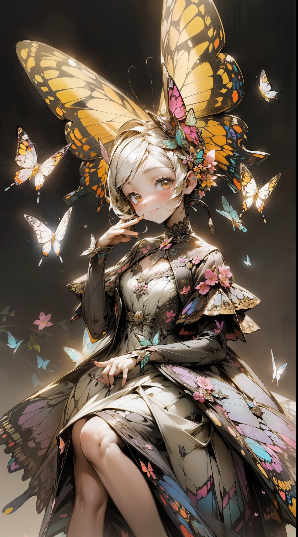 (32k), (beautiful cute girl), (butterfly ornament), (butterfly dress), ((many butterflies)), (((background of many flowers
))), (((bright background))), (beautiful world), (cute world), smile, (32k), (beautiful cute girl), (butterfly ornament), (butterfly dress), ((many butterflies)), (background of many flowers
), (((bright background))), (beautiful world), (cute world), smile,