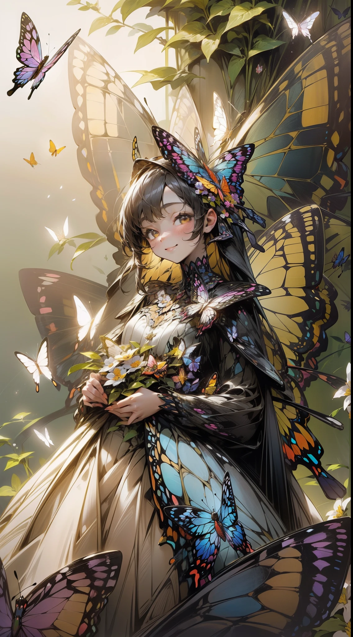 Insect humans、Swallowtail butterfly、terrifying、Slender Macho Body、4 hands、large plumage、
