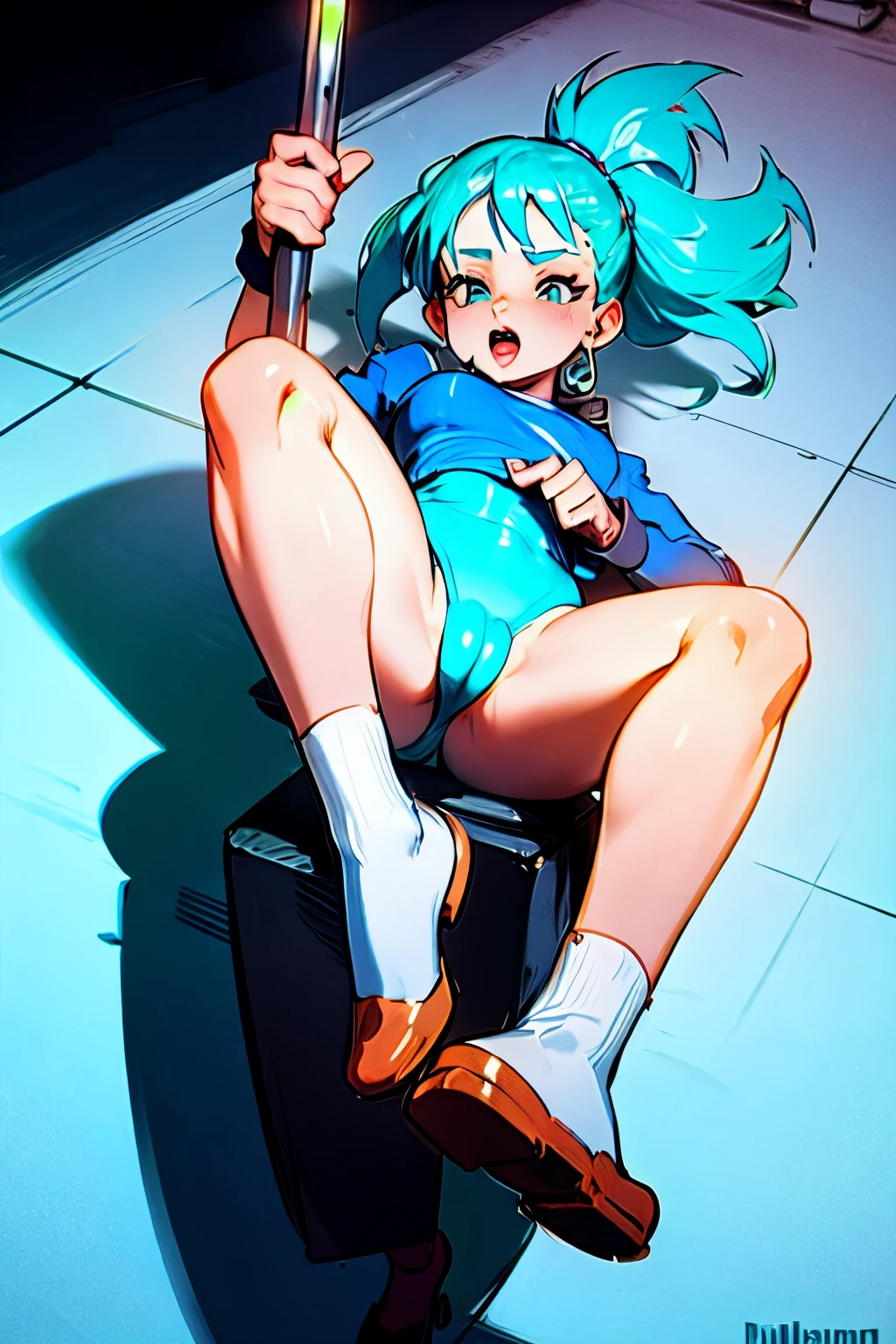 Bulma con buenos muslos exigiendo pene desnuda