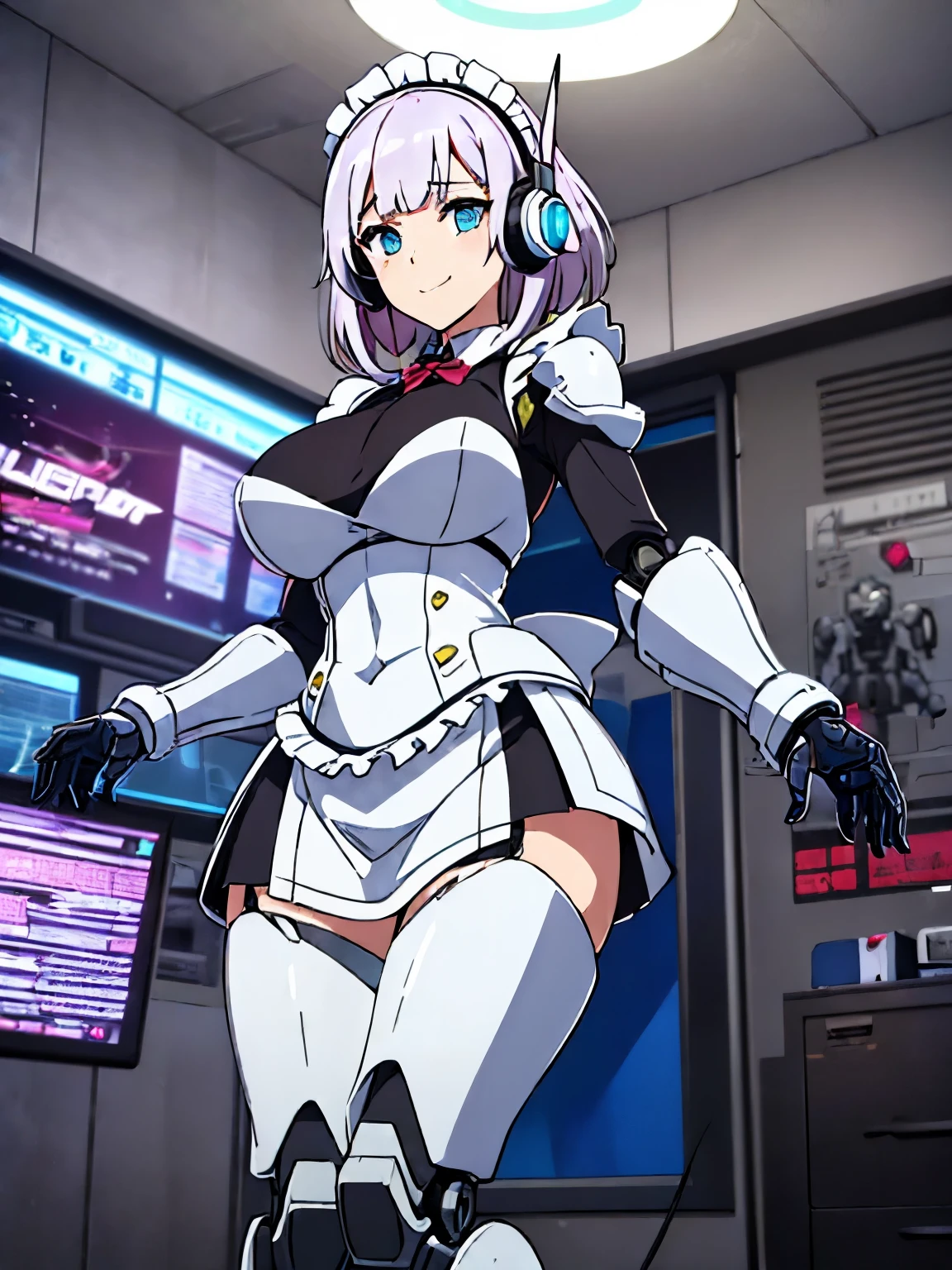 (((1 woman:1.8)))、(((full body description)))、(((Standing depiction)))、(((9th class)))、Beautiful woman in moe pose in futuristic white shiny heavy armored robot suit、perfect android girl, gynoid cyborg body, perfect anime cyborg woman, beautiful female android!, female robot, fully robotized!! girl, Cute cyborg girl, cyber suit, メカサイバーアーマーを着たgirl, cyber suit, beutiful white girl cyborg, beautiful female android, Beautiful girl cyborg、Cute robot woman with white silver short bob hair、Gravure Model Android Beautiful Girl、(bright smile:1.3)、(((Headphones with long sensor antennas in both ears)))、(robot girl)、(((美しいgirlアンドロイド)))、(((重装甲メイド服を着たgirl)))、(((White heavy armored robot girl in maid clothes)))、(((White heavy armored robot beautiful girl in miniskirt and maid clothes)))、(((Beautiful girl in white heavy armored maid robot)))、(((Cyborg Maid Beautiful Girl)))、(((Robot beautiful girl wearing white shiny heavy armored maid clothes)))、(((waitress)))、(((Having a cake:1.3))) ,Proper body proportions,table top,Super high quality output image,High resolution,intricate details,very delicate and beautiful hair,(Photoreal:1.3)realistic pictures,dream-like,professional lighting,realistic shadow,focus only,well-groomed face,Big eyes,beautiful hands,beautiful fingers,Detailed functions of fingers,Detailed clothing characteristics,Detailed characteristics of hair,detailed facial features,