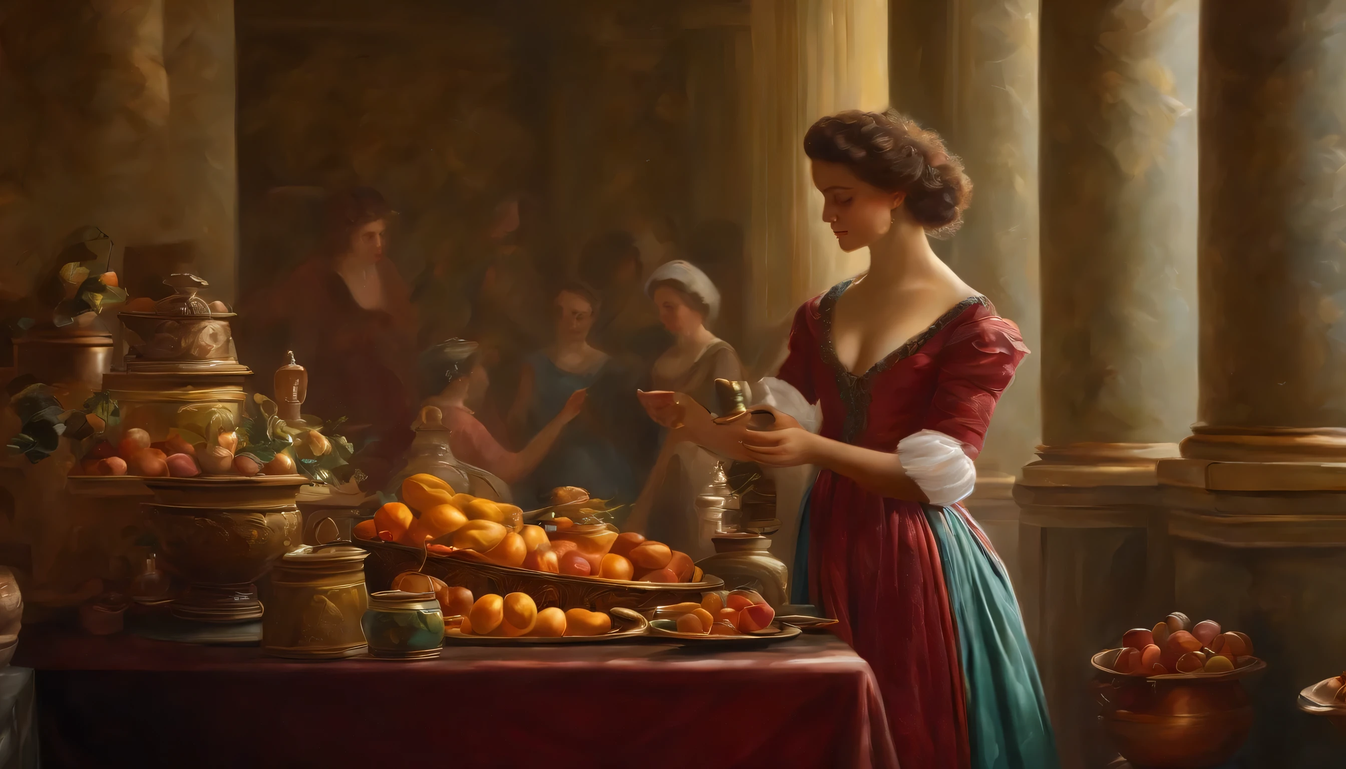 Neoclassical Petroleum Person Buying A Product