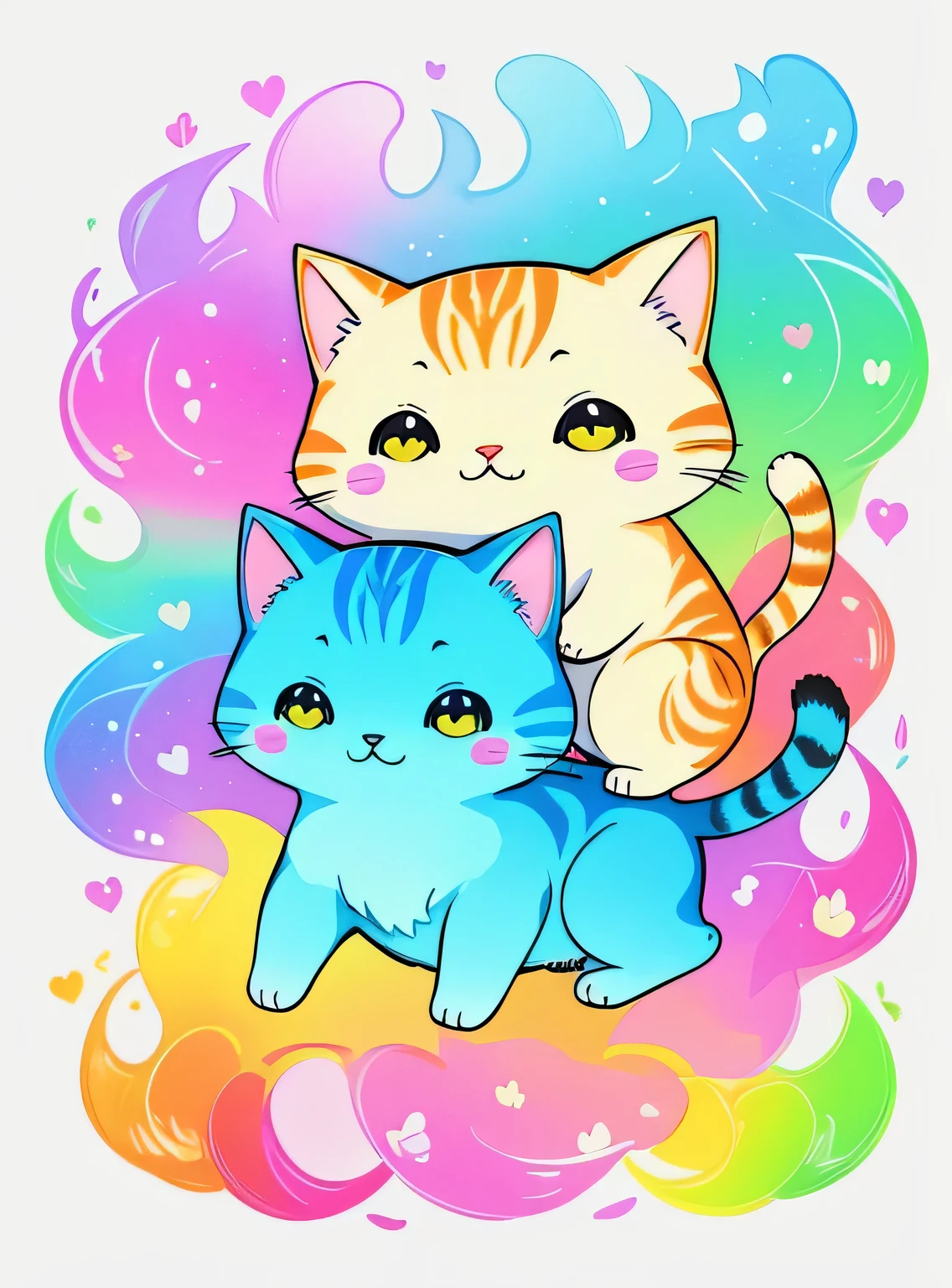 colorful gato, Adhesive illustration, fantasy Adhesive illustration, arte digital detalhada fofa, cute gato, Adhesive illustrations, desenho colorido bonito, design de conceito de adesivo, pintura digital gravada, Bela arte digital, rossdraw vibrante dos desenhos animados, colorful illustration , RossDraw pastel vibrante, design de adesivo, gato , Color sketch, glowing gato, Radiant gato