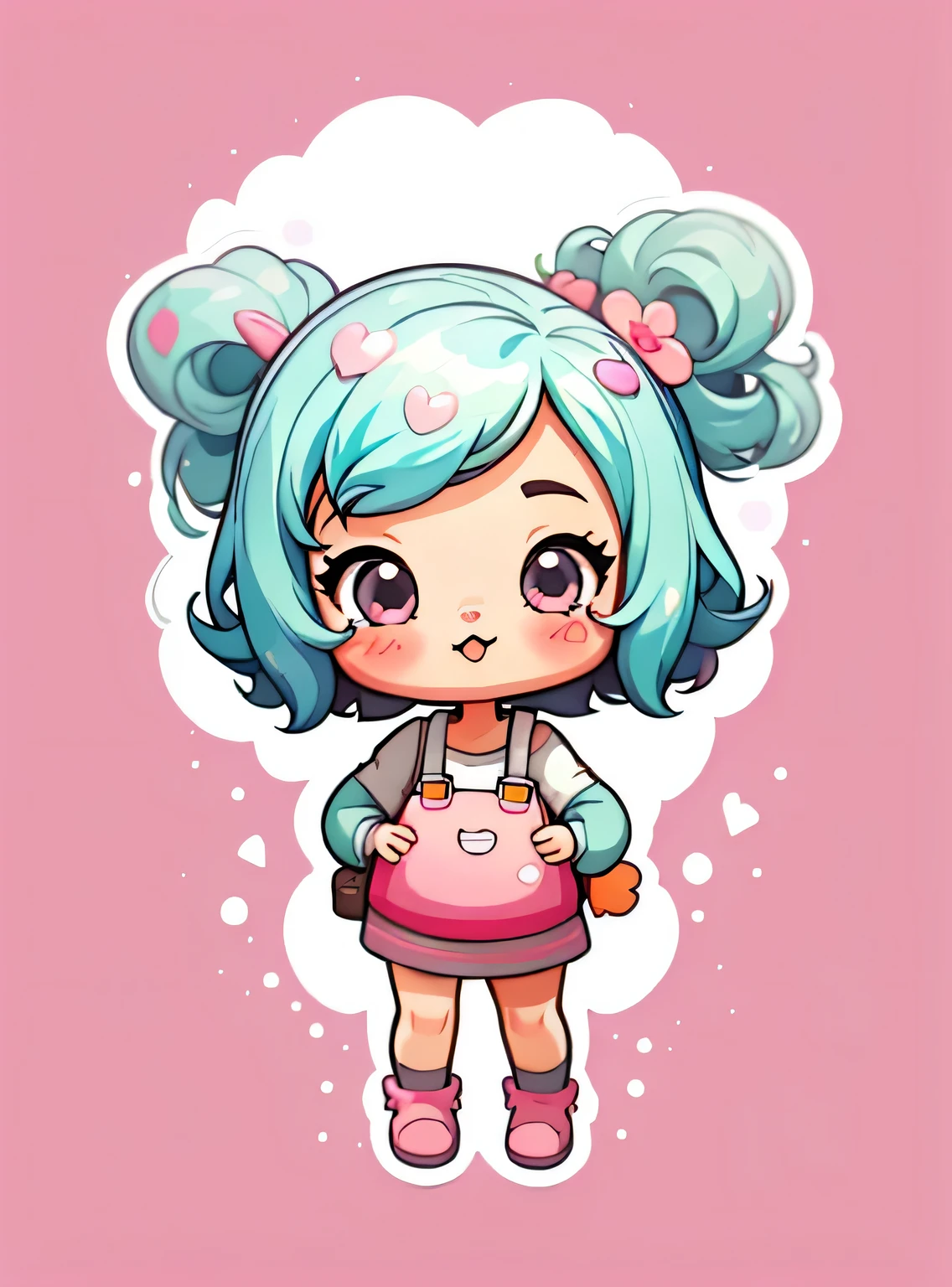 adesivo,1 garota,Bonitinho,kawaii,Bonitinho,fundo rosa chibi,