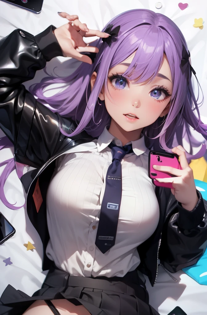 girl photographed with smartphone、my hand holds a smartphone、POV