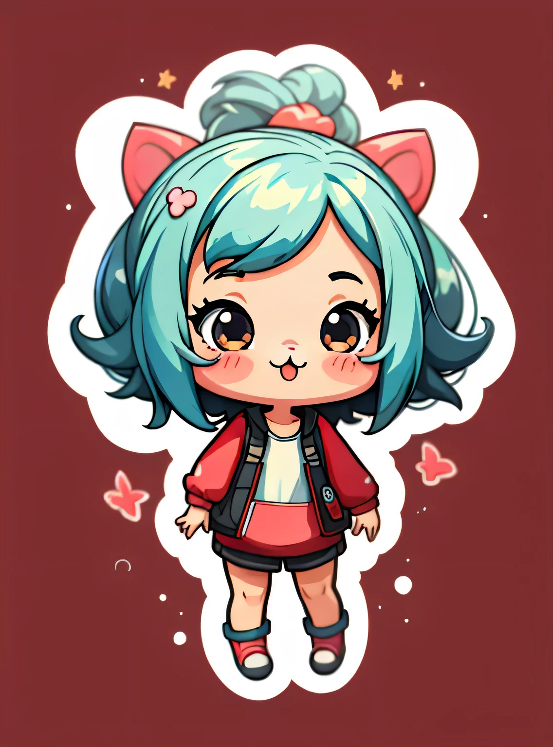 adesivo,1 garota,Bonitinho,kawaii,Bonitinho,fundo vermelho chibi,