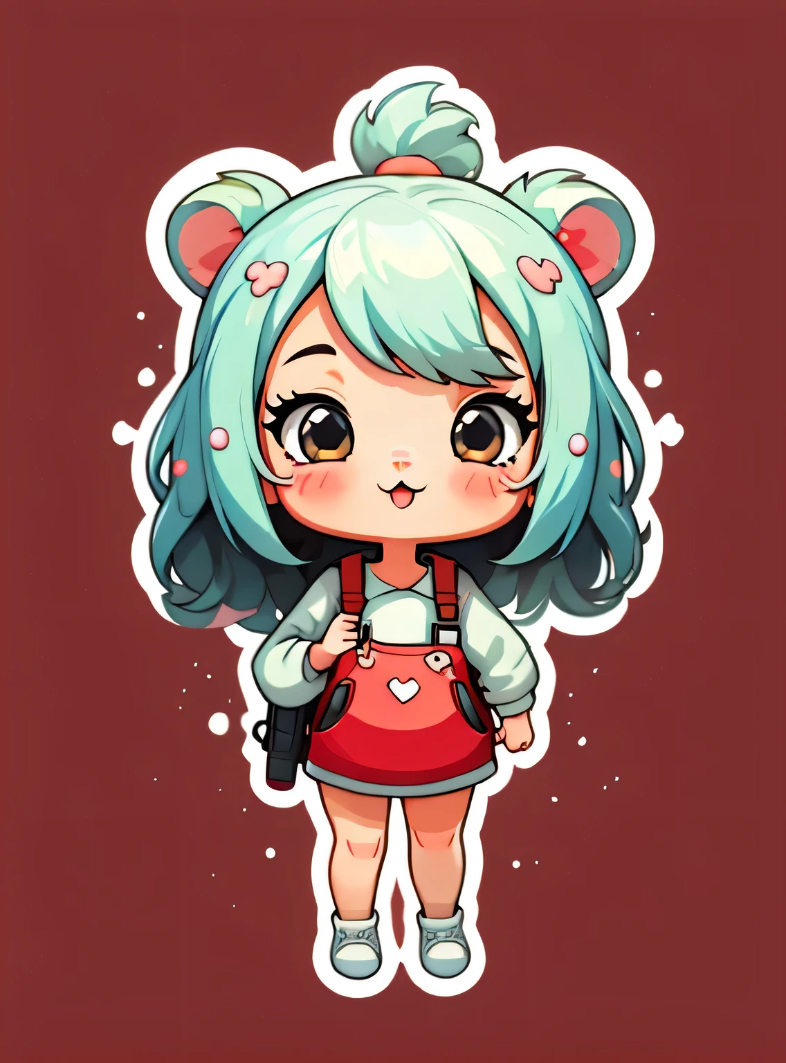 adesivo,1 garota,Bonitinho,kawaii,Bonitinho,fundo vermelho chibi,