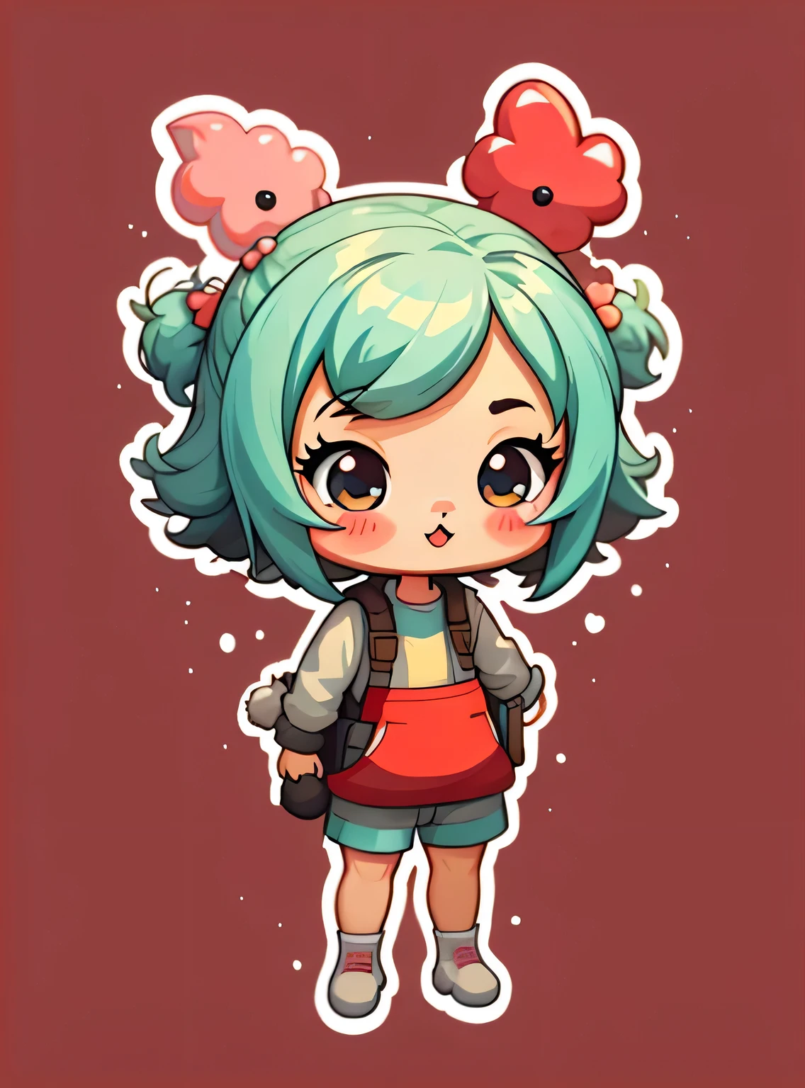 adesivo,1 garota,Bonitinho,kawaii,Bonitinho,fundo vermelho chibi,