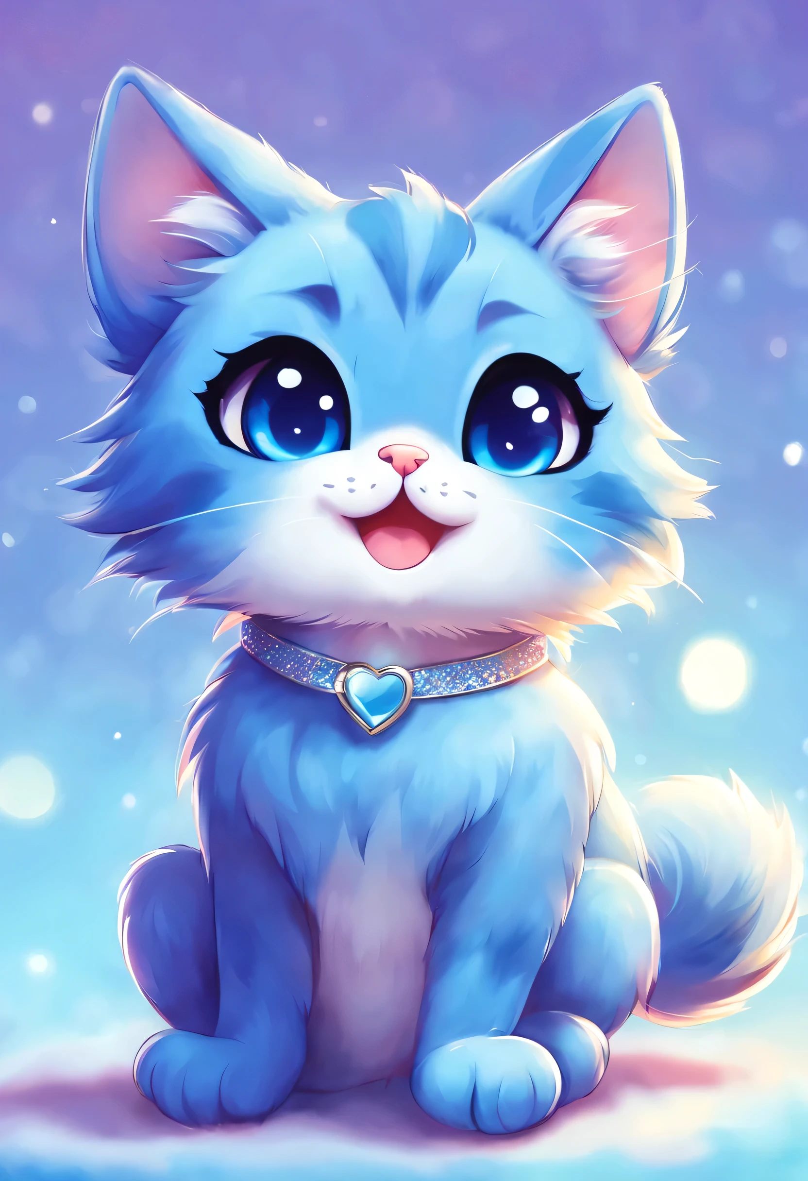 gato azul ,Bonitinho,estilo chibi,illustration,ultra-detalhado,frisky, cores vivas,sombreamento suave,grandes olhos brilhantes,pele fofa,patas para cima,fundo brilhante,sorridente