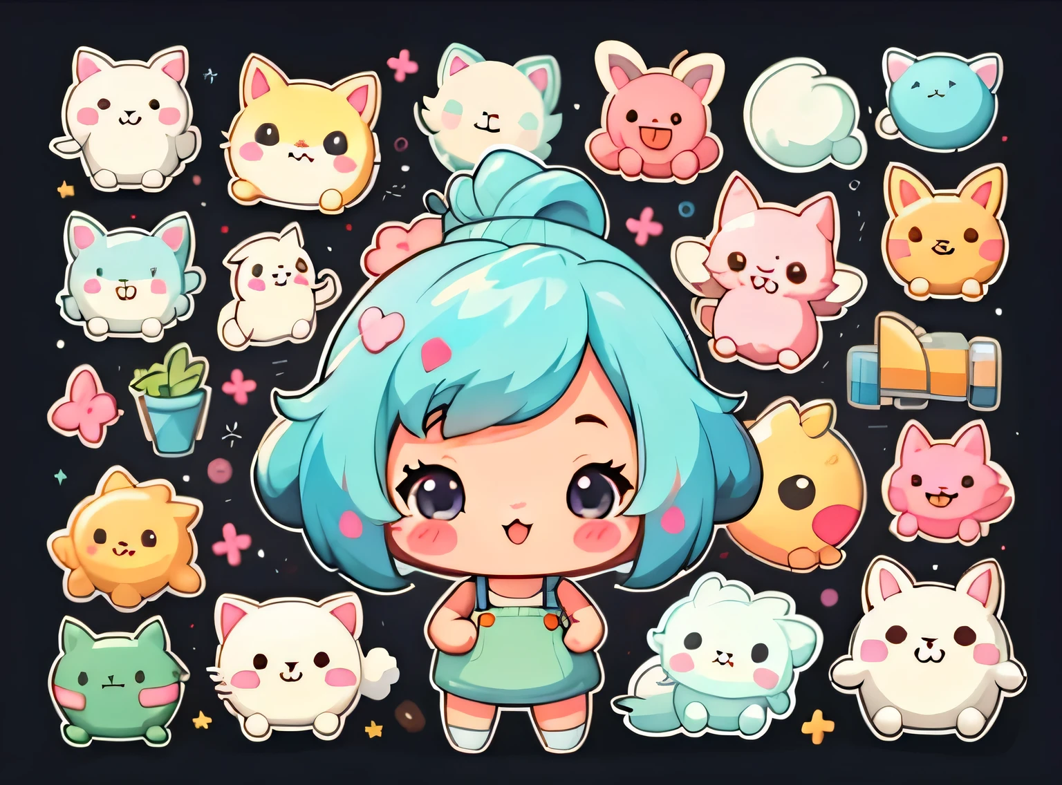 adesivo,1 garota,Bonitinho,kawaii,Bonitinho,fundo simples chibi,