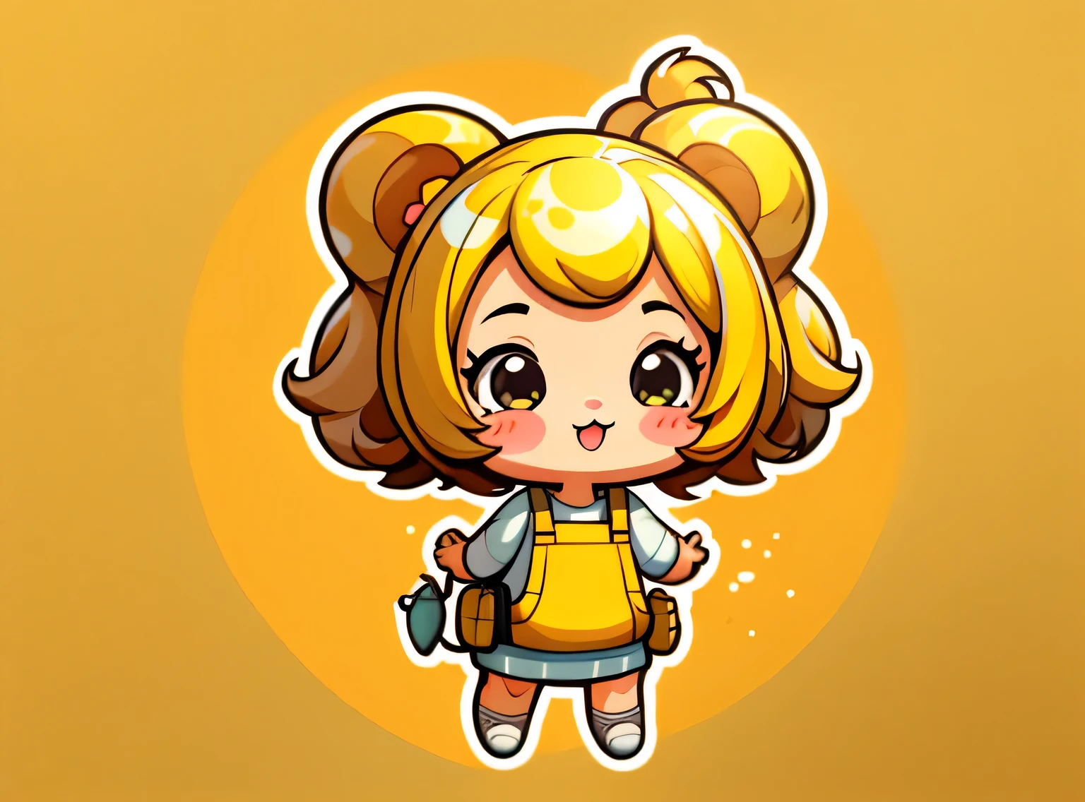 adesivo,1 garota,Bonitinho,kawaii,Bonitinho,fundo amarelo chibi,