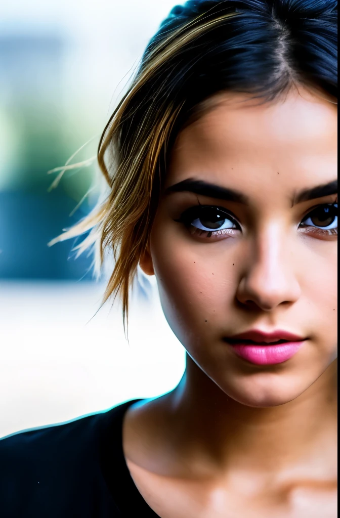 photo of (CyberDutch_V2:0.99), a woman as a sexy TikTok influencer, modelshoot style, (extremely detailed CG unity 8k wallpaper), photo of the most beautiful artwork in the world, professional majestic (photography by Steve McCurry), 8k uhd, dslr, soft lighting, high quality, film grain, Fujifilm XT3 sharp focus, f 5.6, High Detail, Sharp focus, dramatic, (wearing a punk t-shirt), (looking at viewer:1.2), (detailed pupils:1.3), (natural light), (closeup:1.2), (seductive)