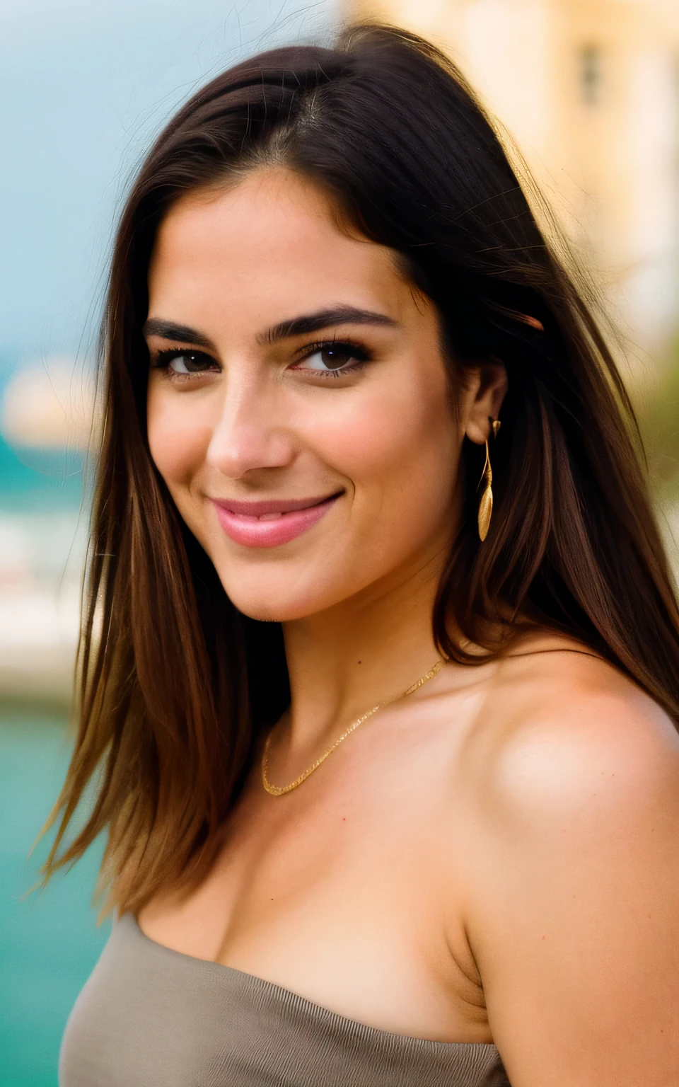 jolie belle brune,tout le corps, angle parfait, very detailed, 32 ans, visage affectueux, long messy hair, yeux marrons, high resolution, chef-d'artwork, best quality,intricate details, very detailed,Sharpness, detailed skin,Realistic skin texture,texture, detailed eyes, professionnel, 4k, sourire, shot with Canon, 85mm,faible profondeur de champ,couleur de vision kodak, eye shadow, Extremely detailed, photo_\(Ultra\), photoRealistic, Realistic, Post-traitement, maximum detail, roughness, vrai vie, Ultra Realistic, Photorealism, la photographie, 8k euh, la photographie, sans soutien-gorge, slot machines