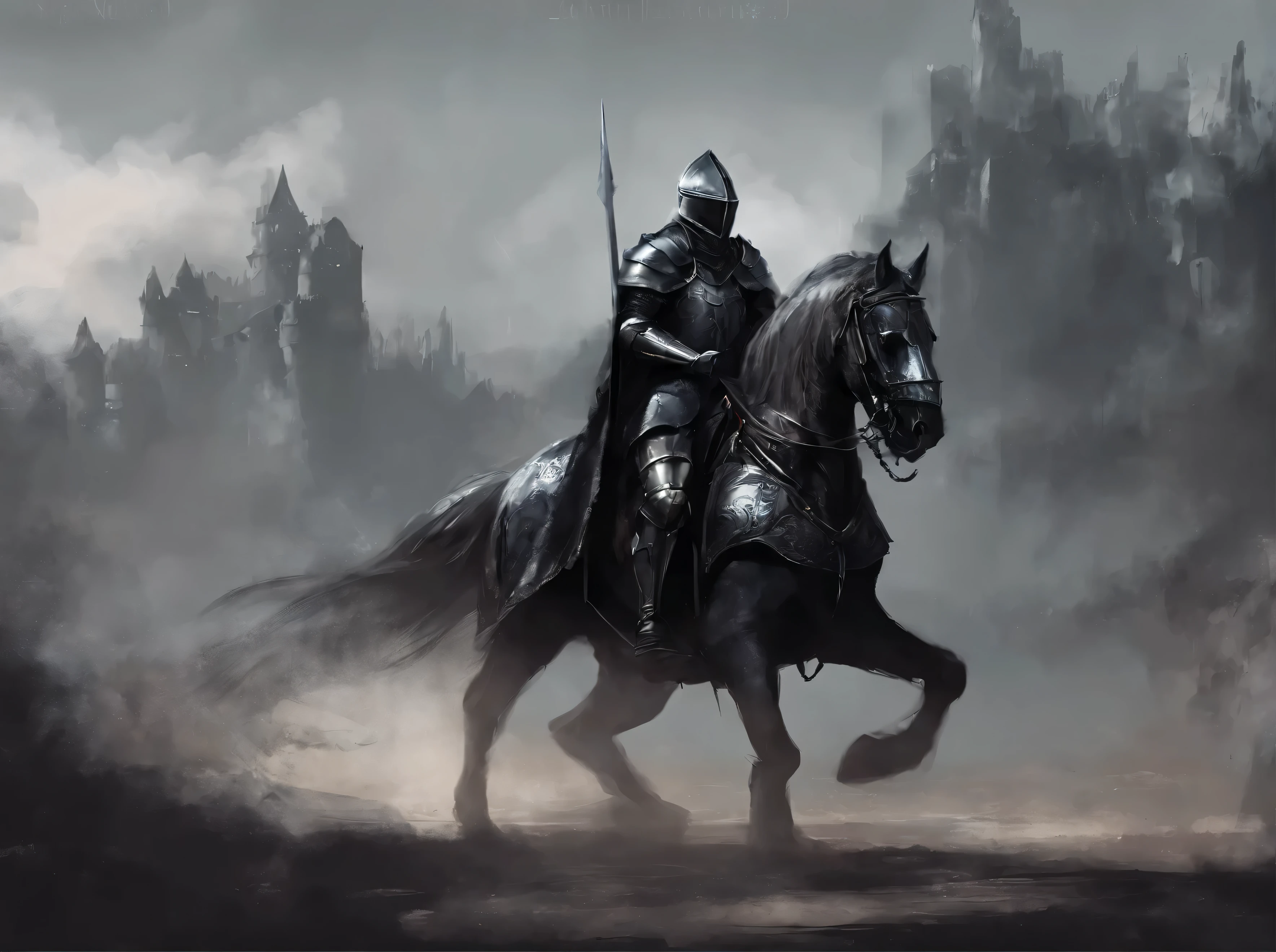 knight in black medieval armor on the horse