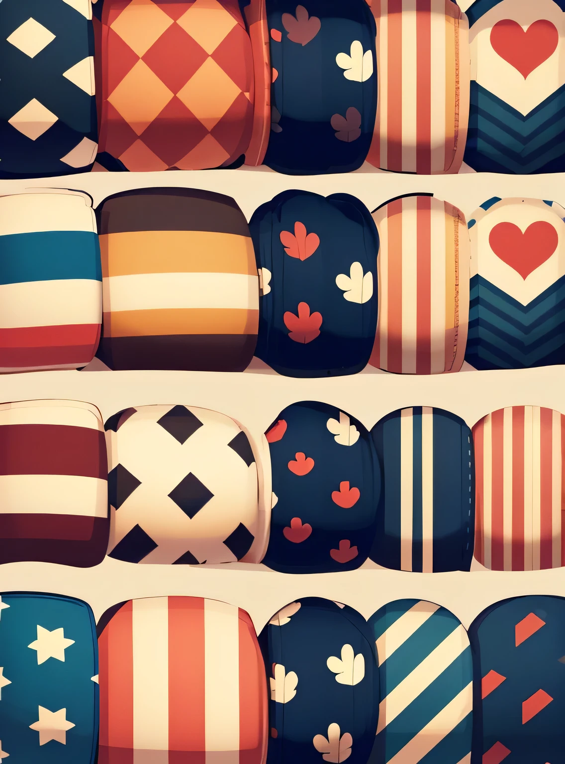 cottagecore, strip patterns, 2D, Vetor  