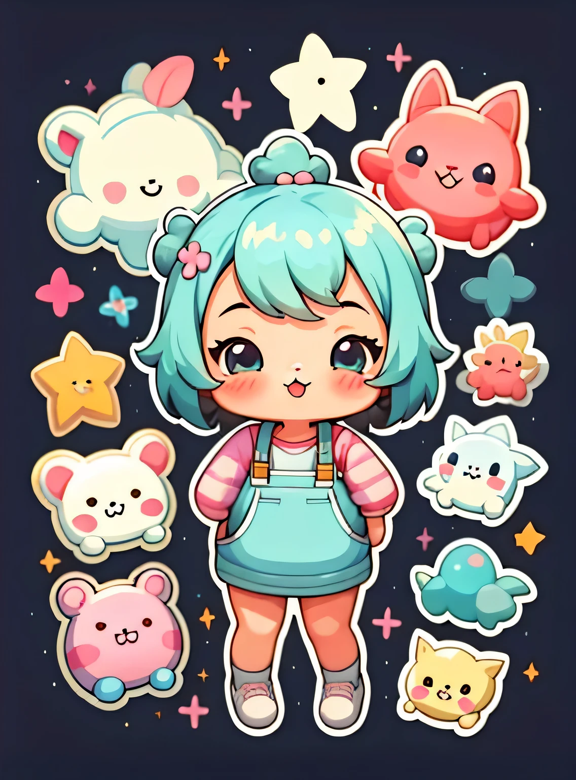 adesivo,1 garota,Bonitinho,kawaii,Bonitinho,fundo simples chibi,