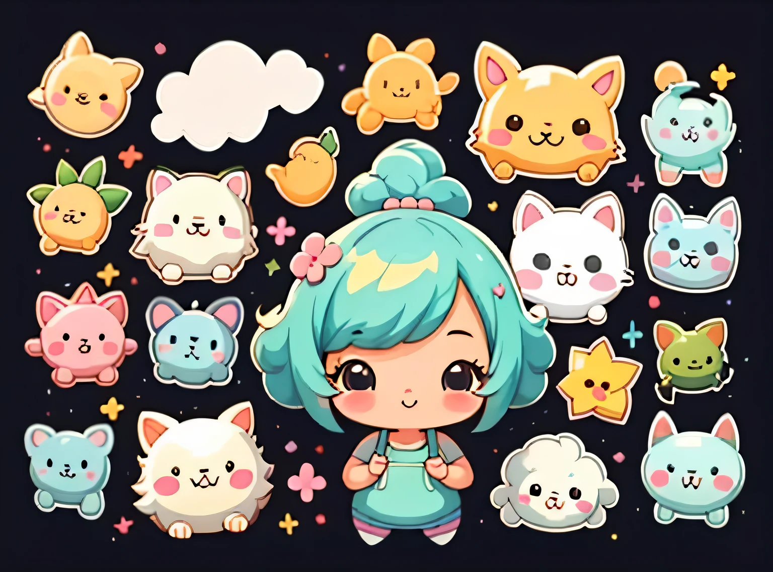 adesivo,1 garota,Bonitinho,kawaii,Bonitinho,fundo simples chibi,