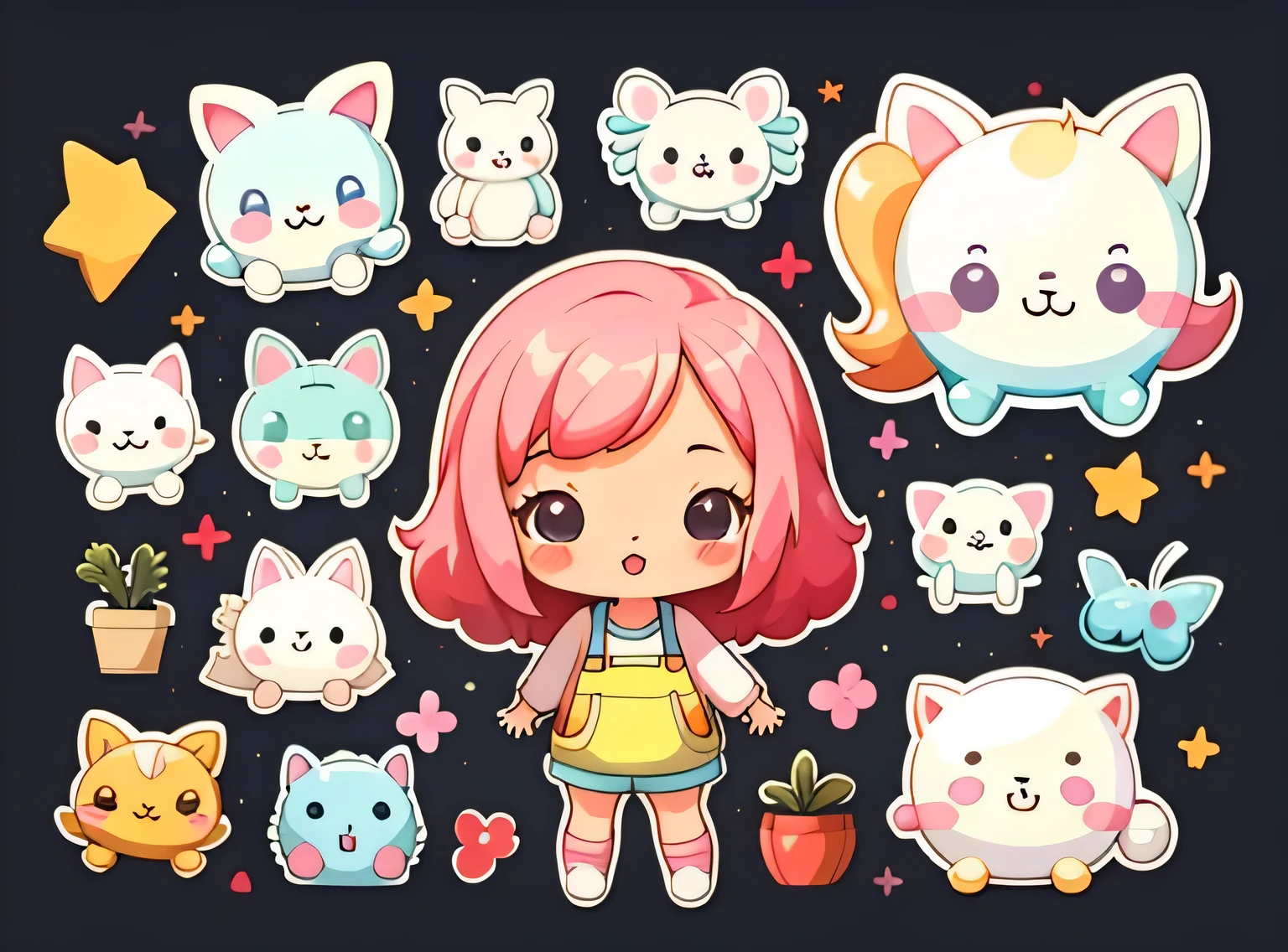 adesivo,1 garota,Bonitinho,kawaii,Bonitinho,fundo simples chibi,