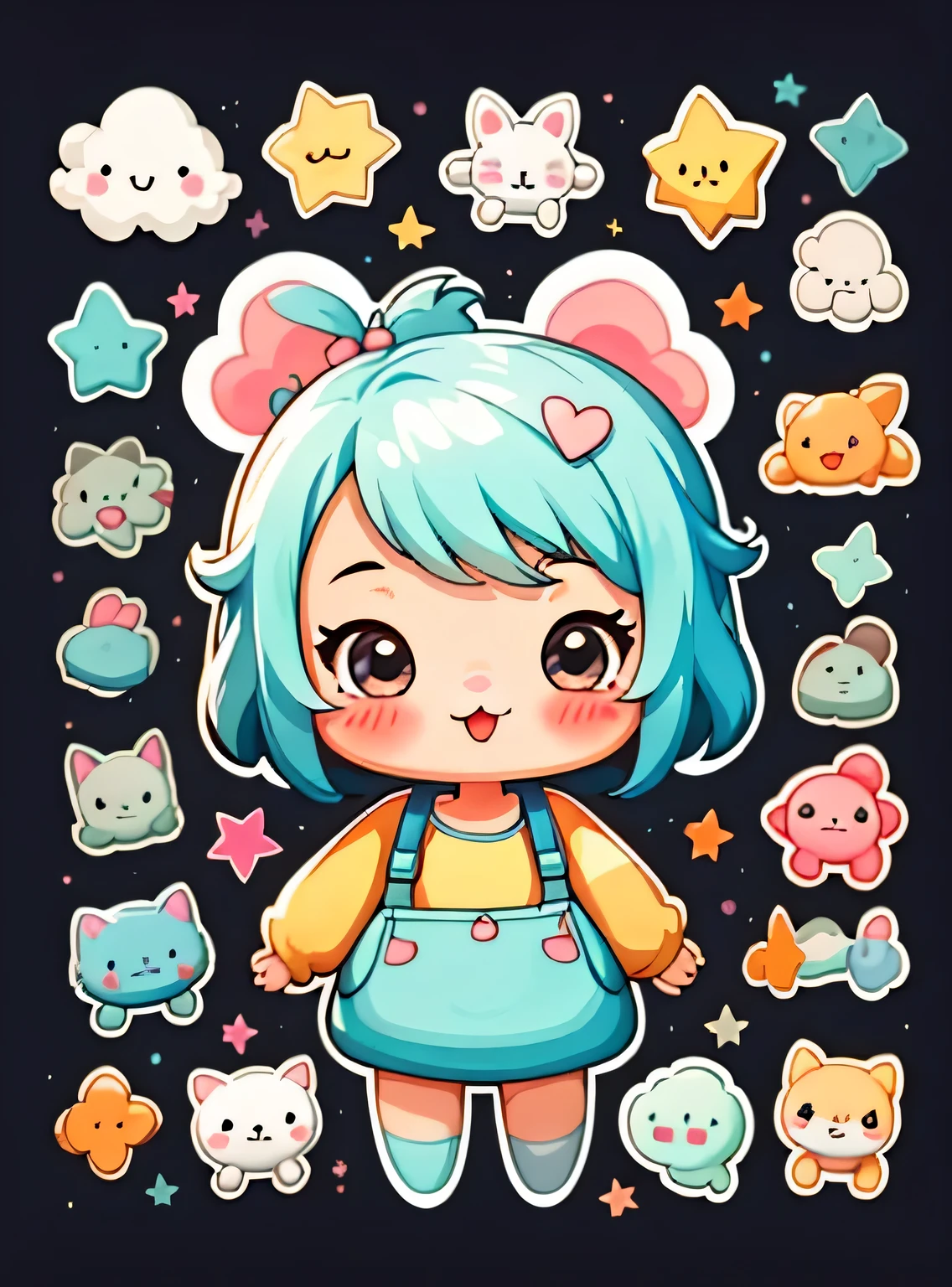 adesivo,1 garota,Bonitinho,kawaii,Bonitinho,fundo simples chibi,