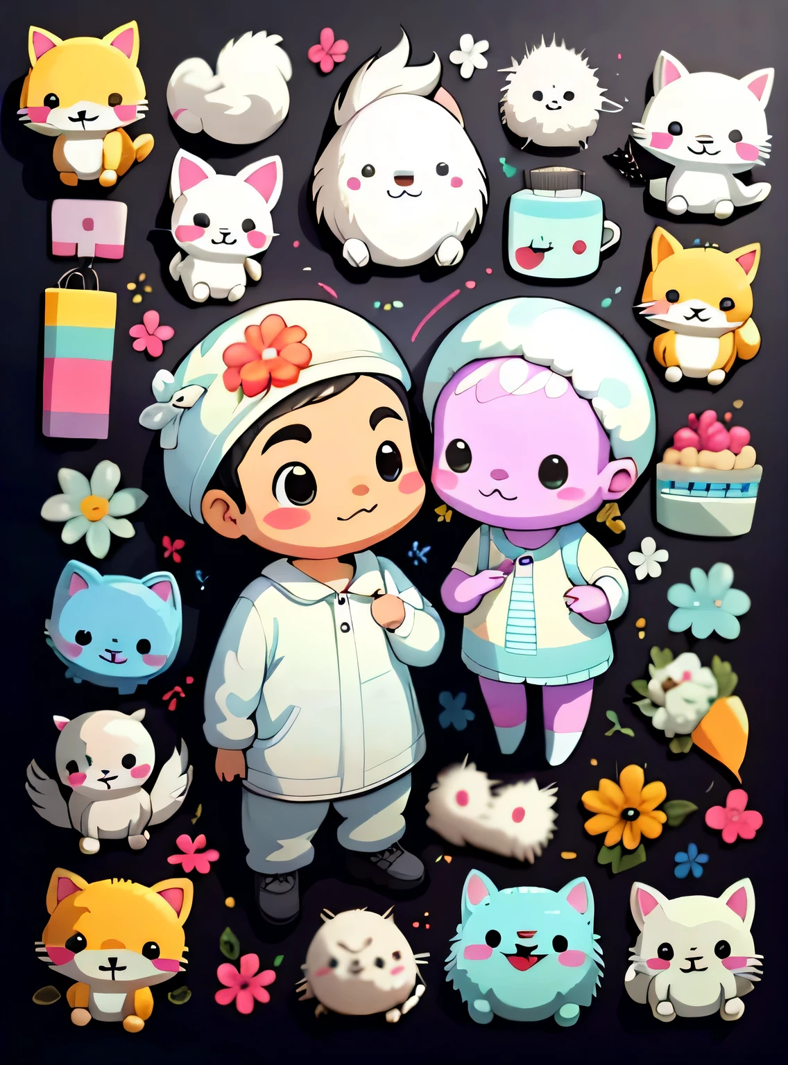 Adesivos individuais， 1 adesivo， fundo branco， Nada de fundo， Backgound simples， I don't know， adorable， Pequeno， cor pastel， estilo vetorial， do not classify，