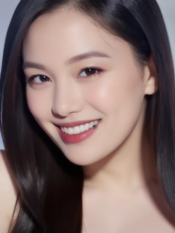(realistic、masterpiece、Best Quality、8K、highres、high resolution:1.3)、1 girl、clear cute face、smile、looking at viewers、super fine face and eyes、long hair、 upper body、