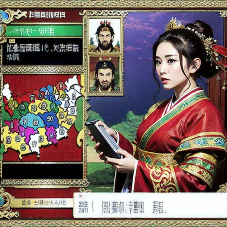 (masterpiece, best quality:1.2), Video game screen, Honor, Romance of the Three Kingdoms II,