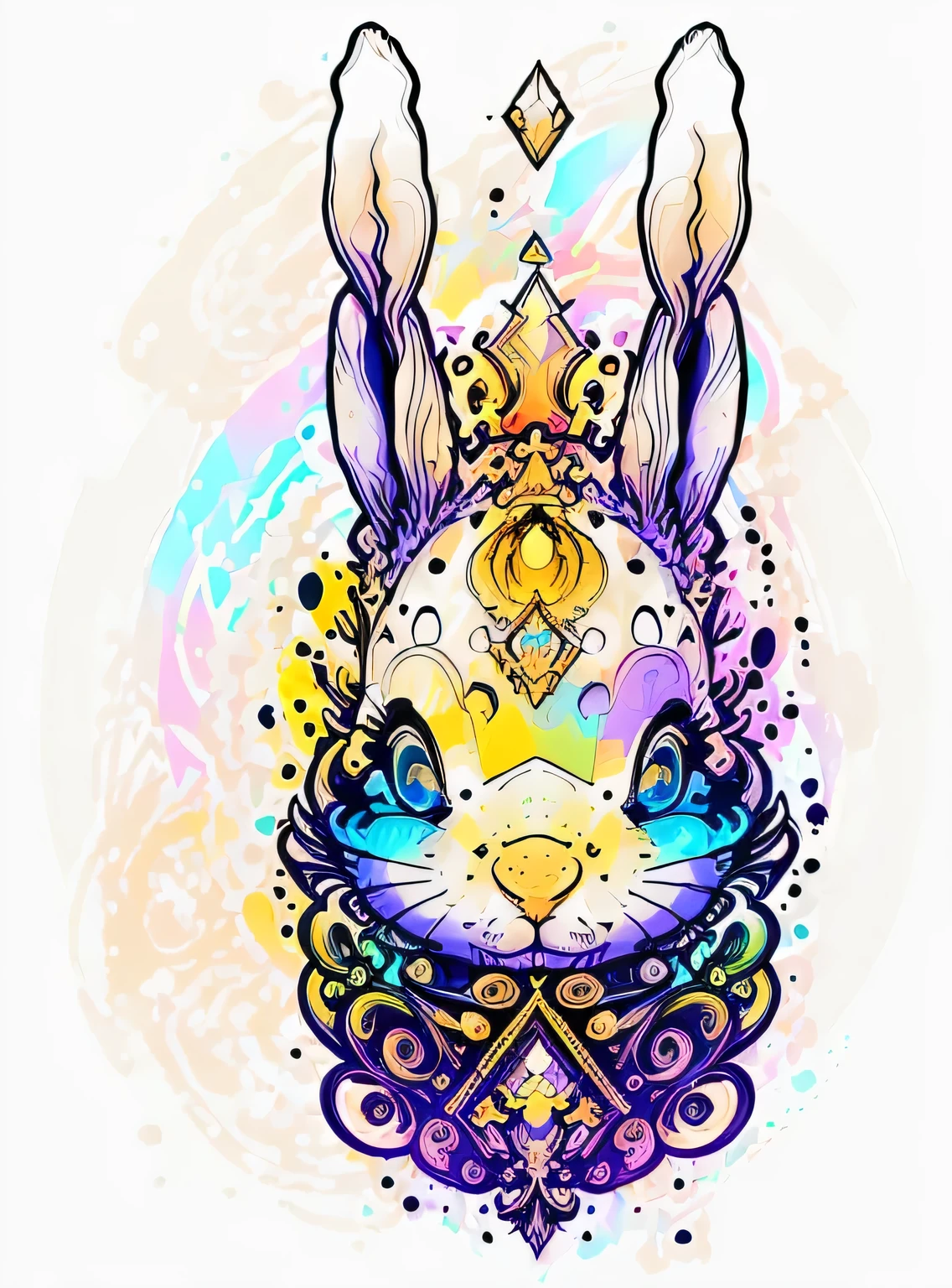 no estilo 0mib, adorable rabbit, prismatic shards, reflecting fractal circles, respingos de tinta, pinceladas derretidas, particles vortex, dramatic lighting, alta qualidade, Lindo, obra de arte