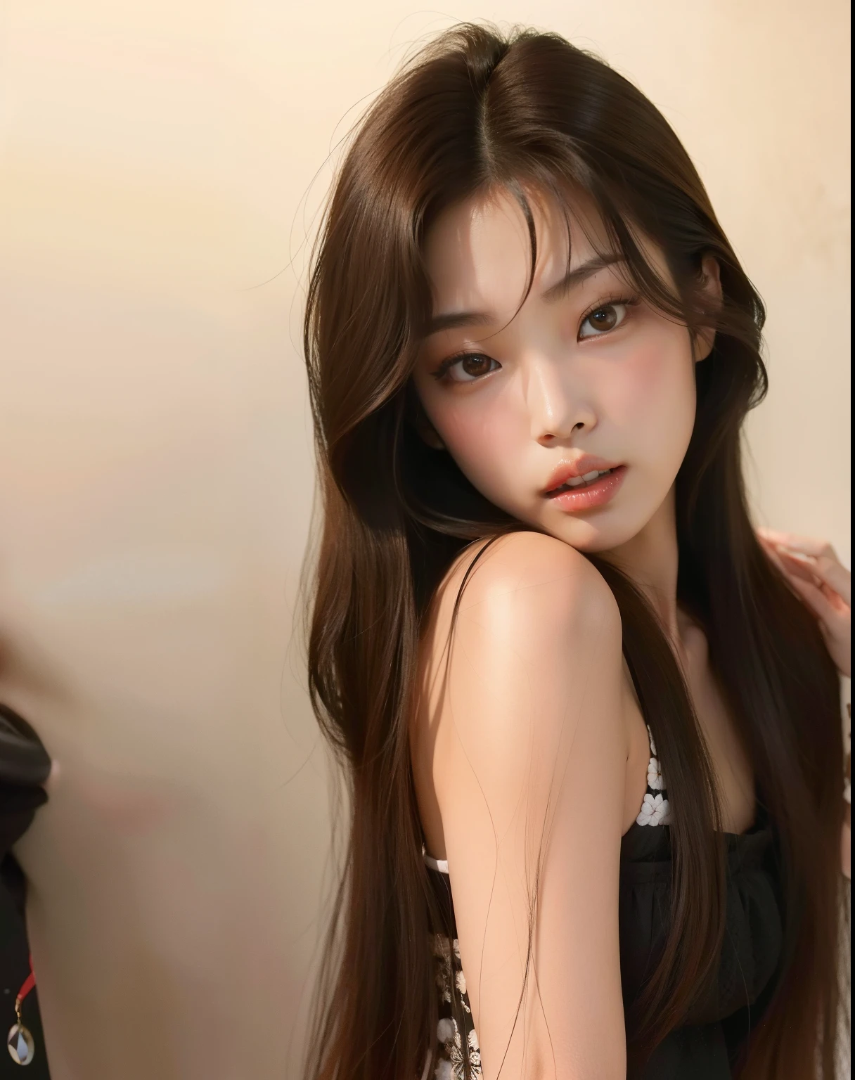 Asian woman araffed with long brown hair posing for a photo, Coreano, Mulher sul-Coreano bonita, linda mulher Coreano jovem, Jenny, mulher Coreano jovem bonita, jennie blackpink, Jennie, Ulzzang, jennie Kim, young lovely korean face, Atriz Coreano bonito, Asian with long hair, Jennie Kim, cabelo longo castanho com franja