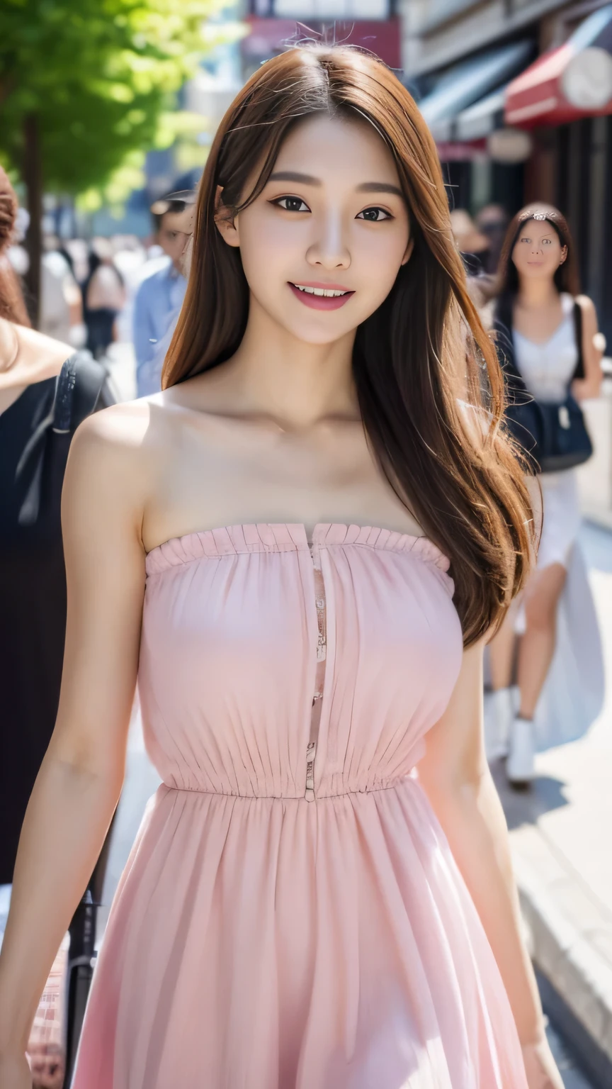 masterpiece, Highest quality, Realistic, Highly detailed CG integrates 8K, 8K,(Very beautiful face, Beautiful Lips, Beautiful Eyes), Exquisitely detailed face,1 Girl, Very beautiful girl,Exquisite eye makeup,Subtle eye detail,The best example of four fingers and one thumb,Toned figure,Nice and beautiful smile,明るいLong Hair,transparent, Quality hair,(masterpiece, Highest quality:1.2),alone,The eyes are exquisite and delicate,Brown Hair、Long Hair、Pink Lips,blue eyes,Big Breasts、Wavy Hair、(((racequeen:1.0)))、Japanese、25-year-old female