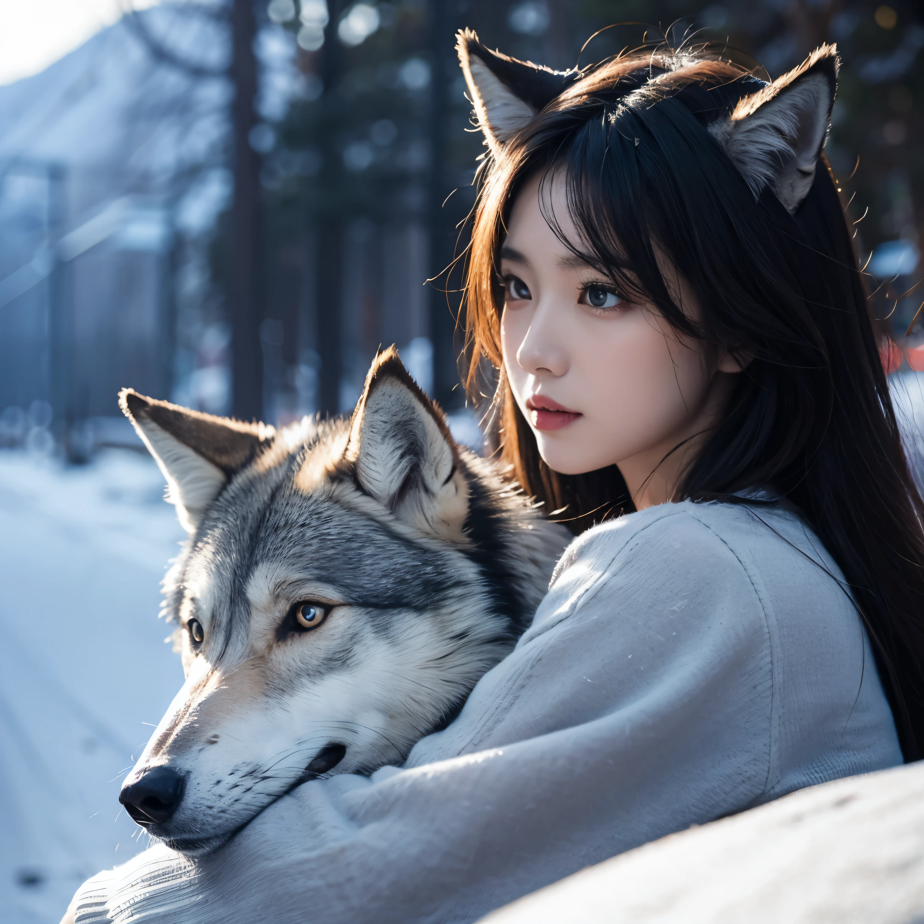 ((Highest quality)), ((masterpiece)), (detailed), One girl, Completely naked、Expressionless、Animal Ears、On all fours、Spread your legs、Dressed like a wolf、Snowfield